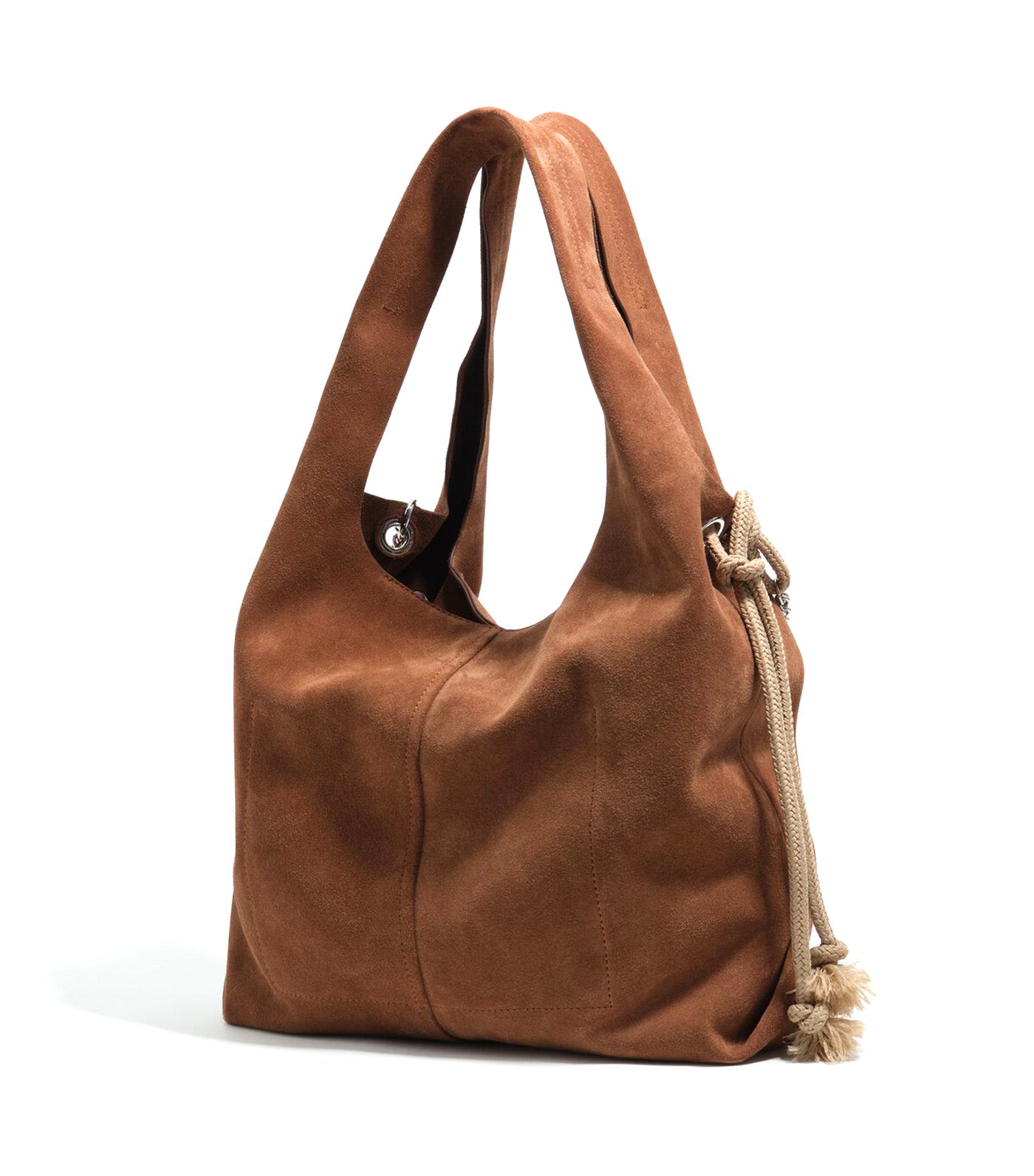 Large Paper Bag in Suede Chestnut