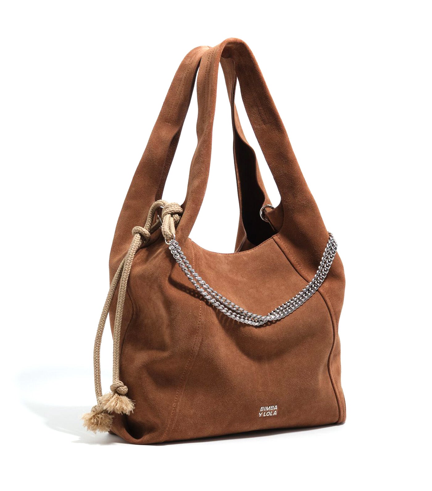 Large Paper Bag in Suede Chestnut