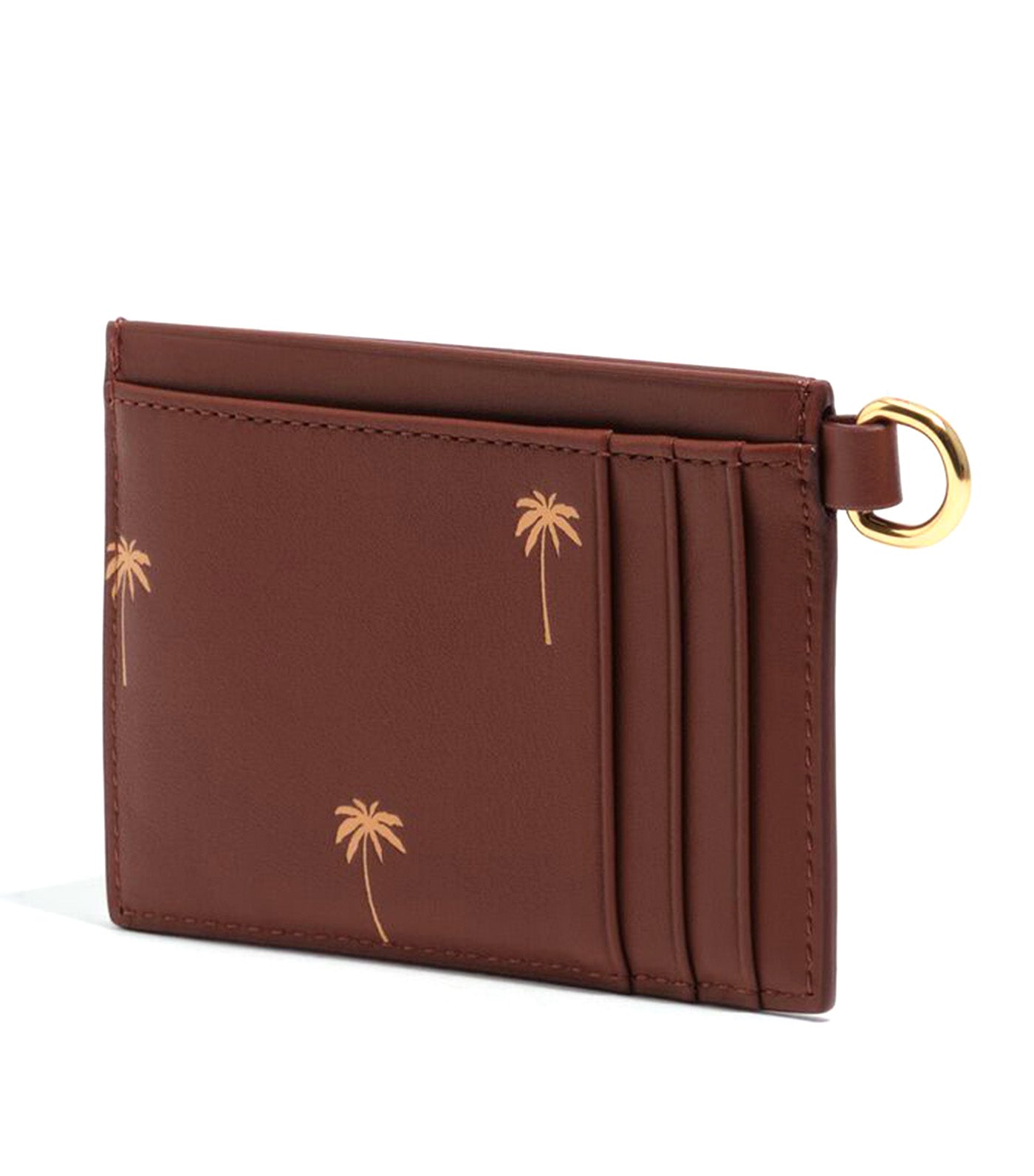 Small Leather Card Holder Palms Sand