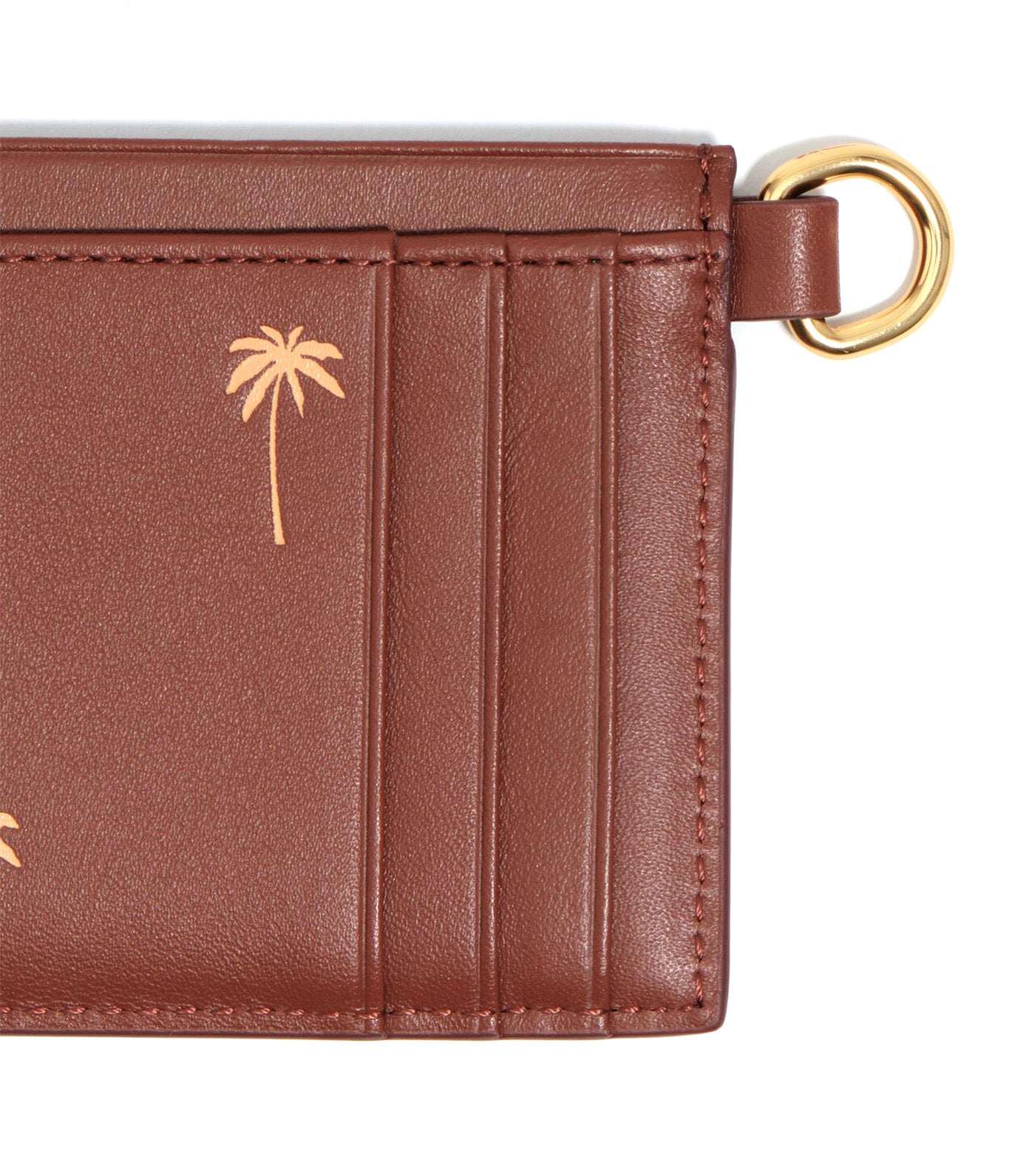 Small Leather Card Holder Palms Sand
