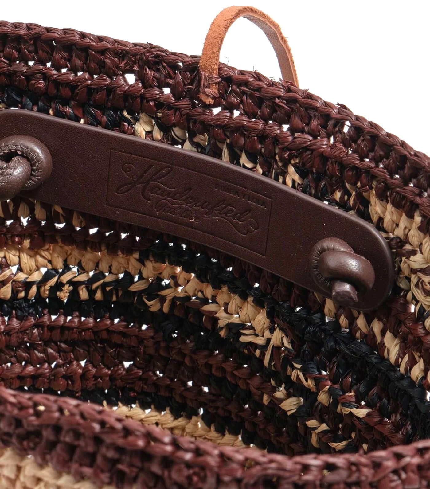 Small Carrycot Bag Raffia Dark Brown