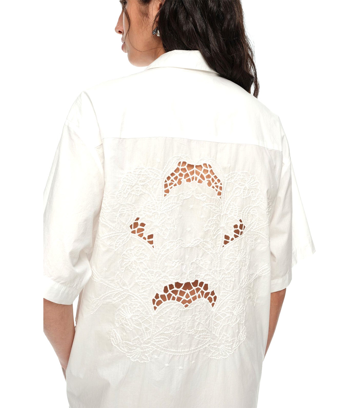 Cotton Embroidered Shirt Dress White