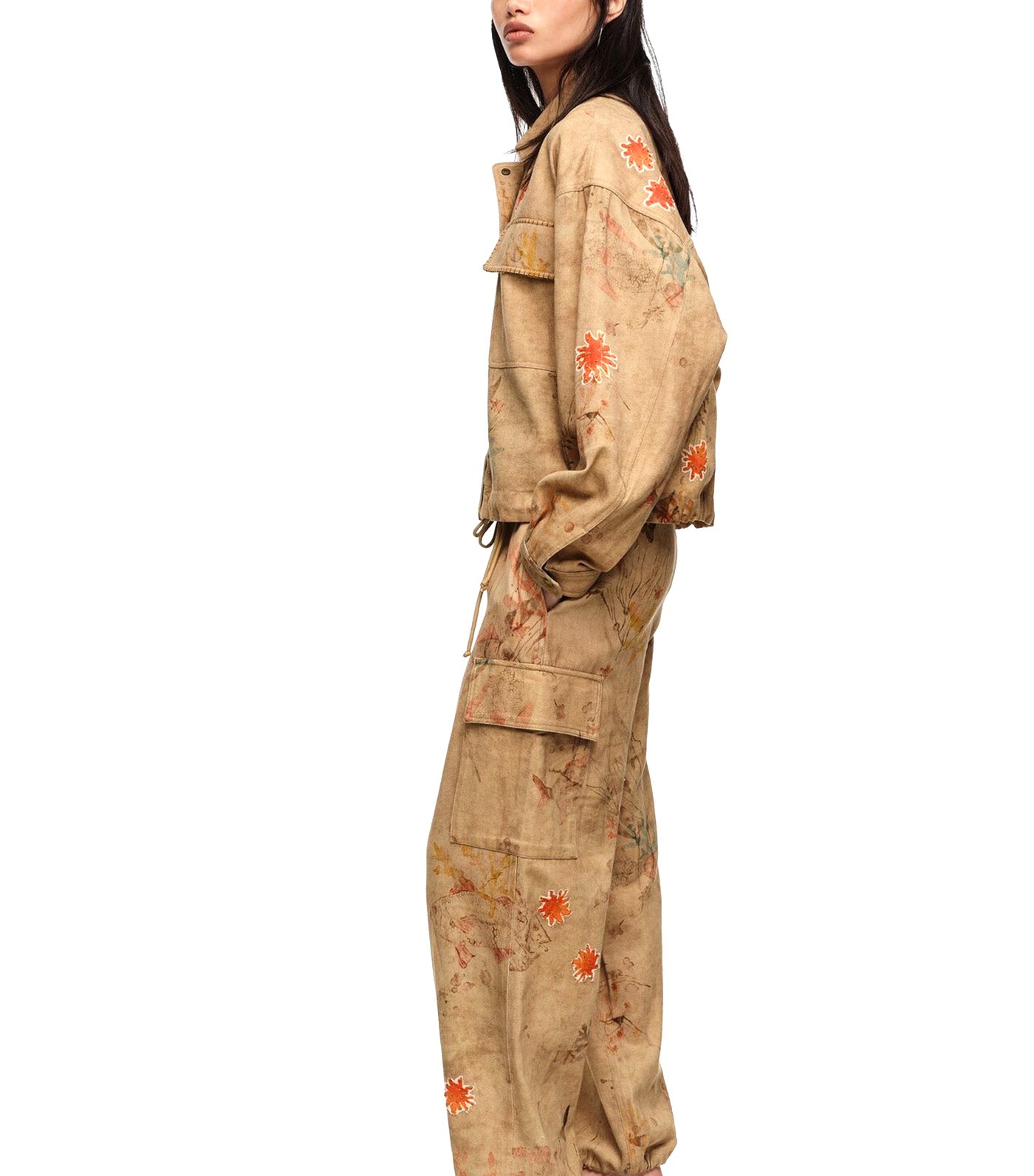 Cargo Pants with Stitching and Underwater Patches Brown