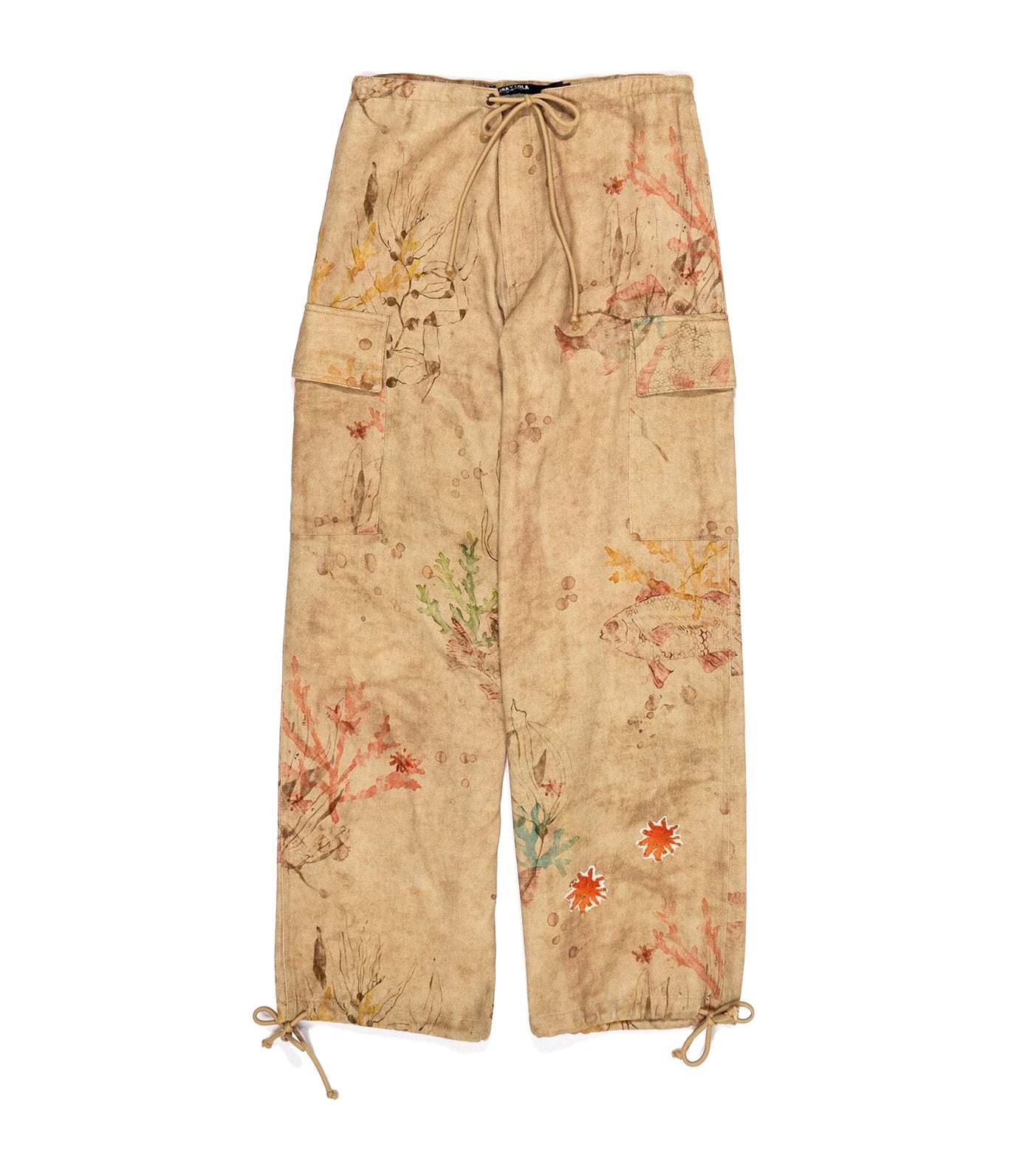Cargo Pants with Stitching and Underwater Patches Brown