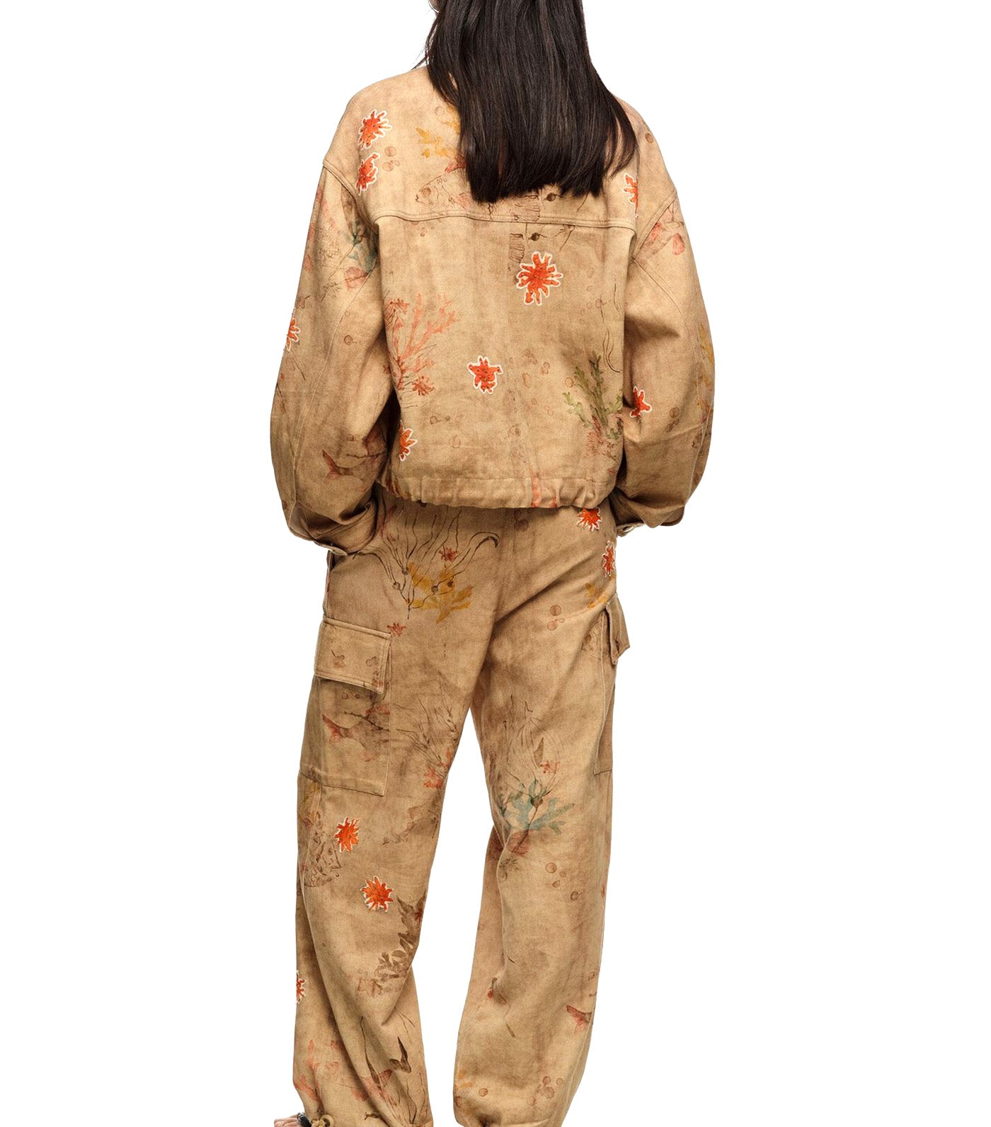 Cargo Pants with Stitching and Underwater Patches Brown