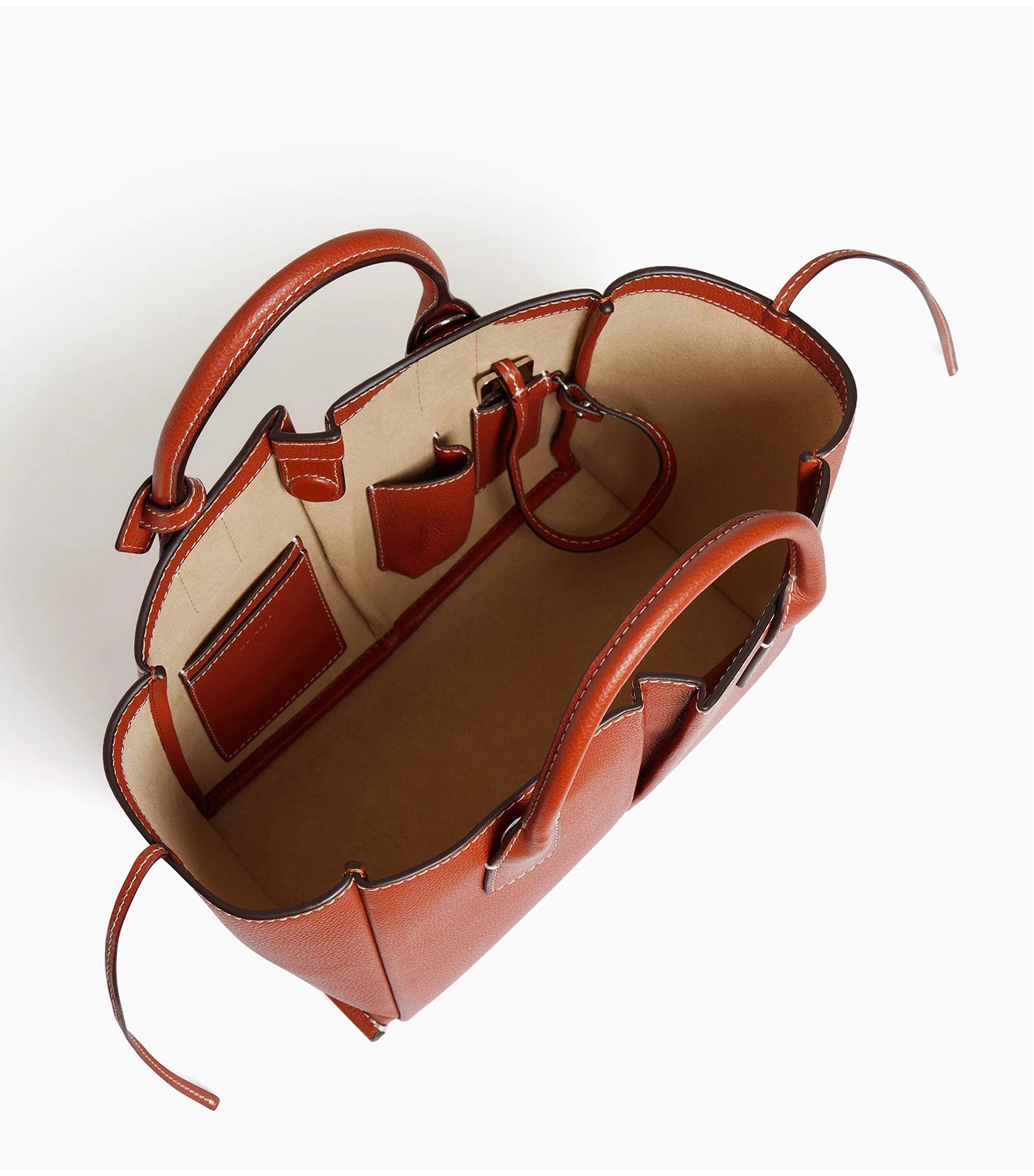 Le Tanneur Elena Small Handbag in Grained Leather Mahogany Brown