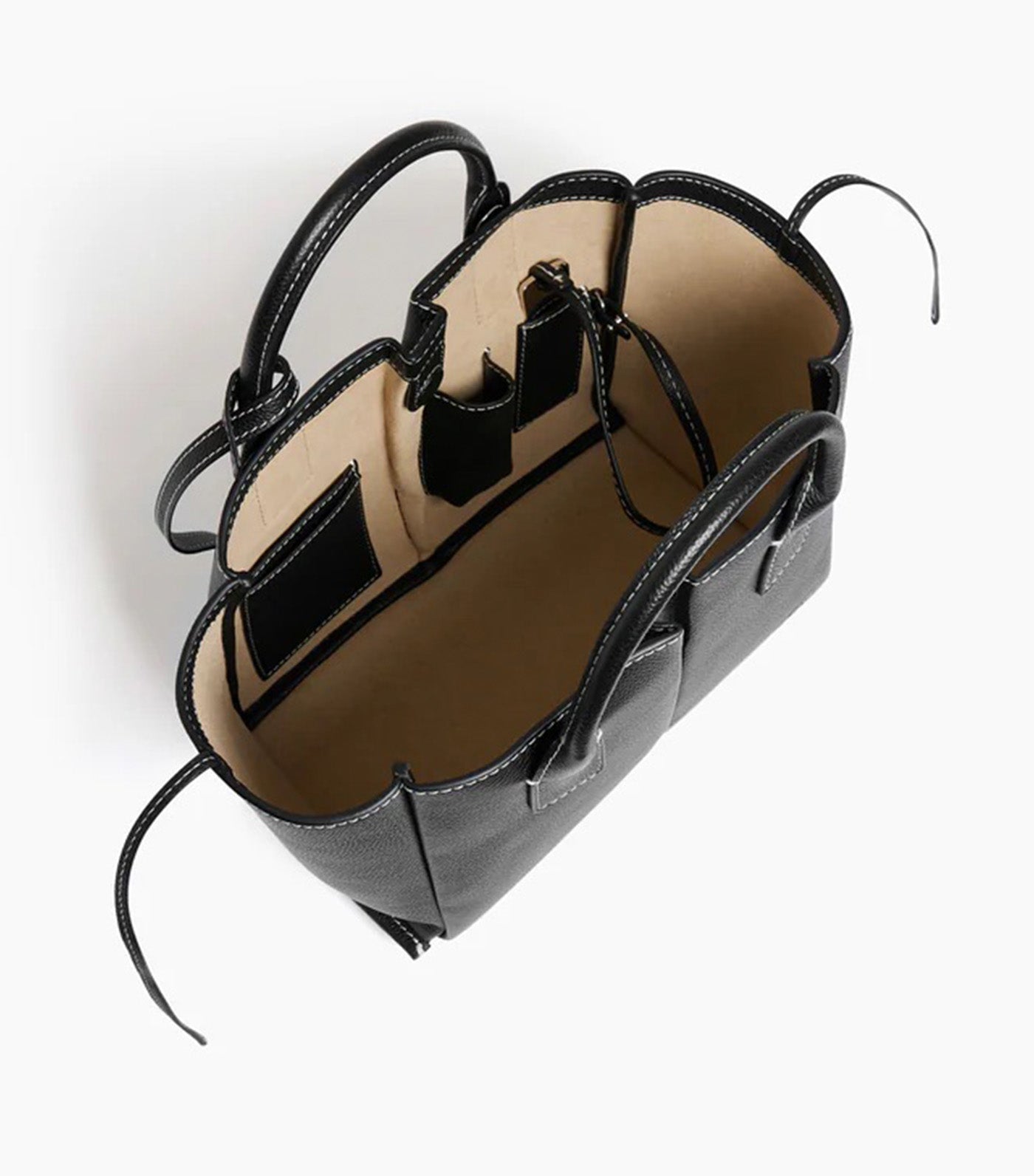Le Tanneur Elena Small Handbag in Grained Leather Black
