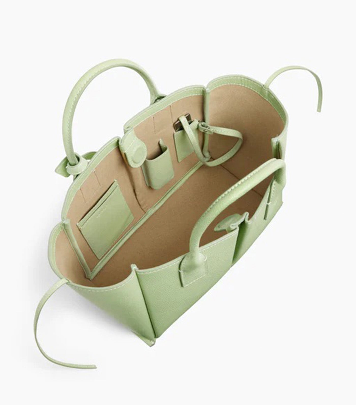 Le Tanneur Elena Small Handbag in Grained Leather Aloe Green