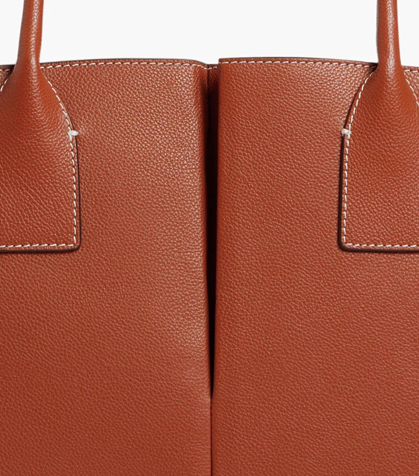 Le Tanneur Elena Large Pebbled Leather Tote Bag Mahogany Brown