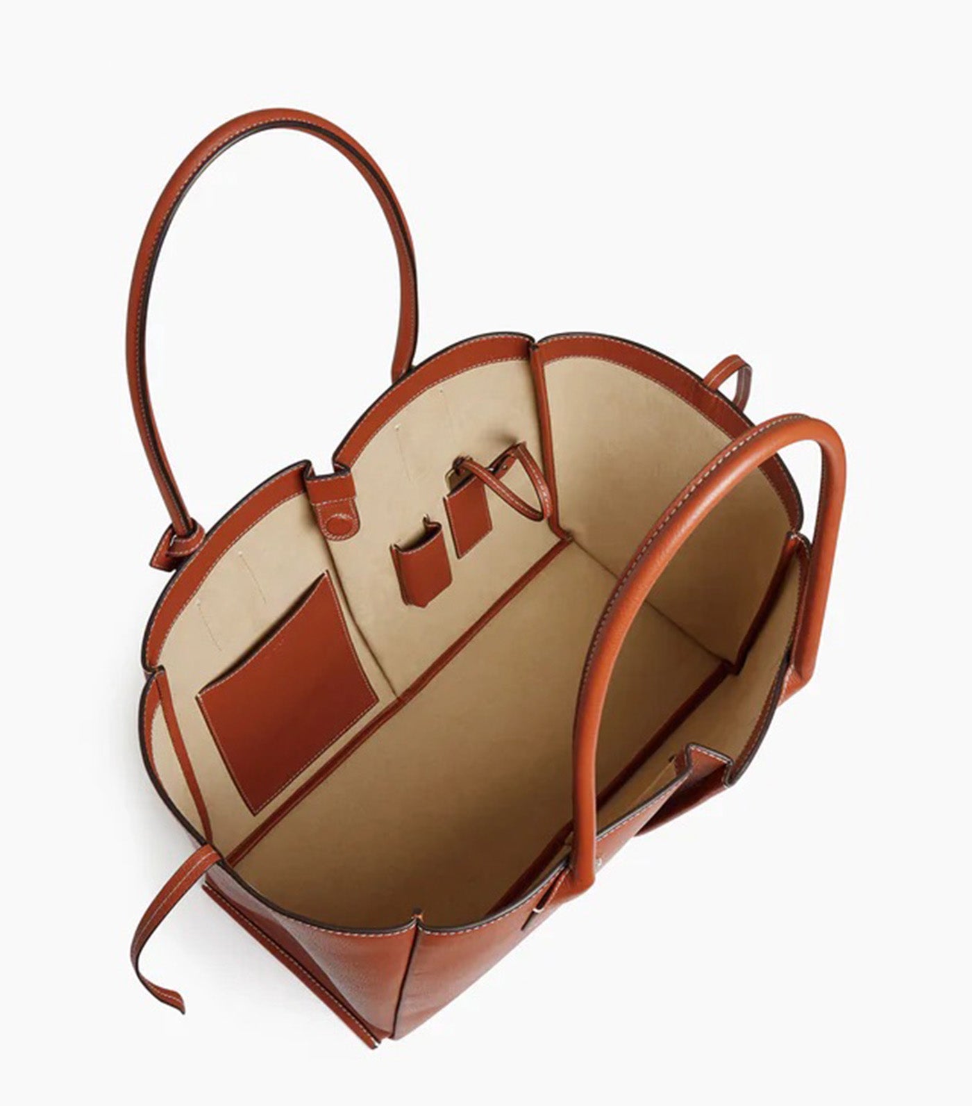 Le Tanneur Elena Large Pebbled Leather Tote Bag Mahogany Brown