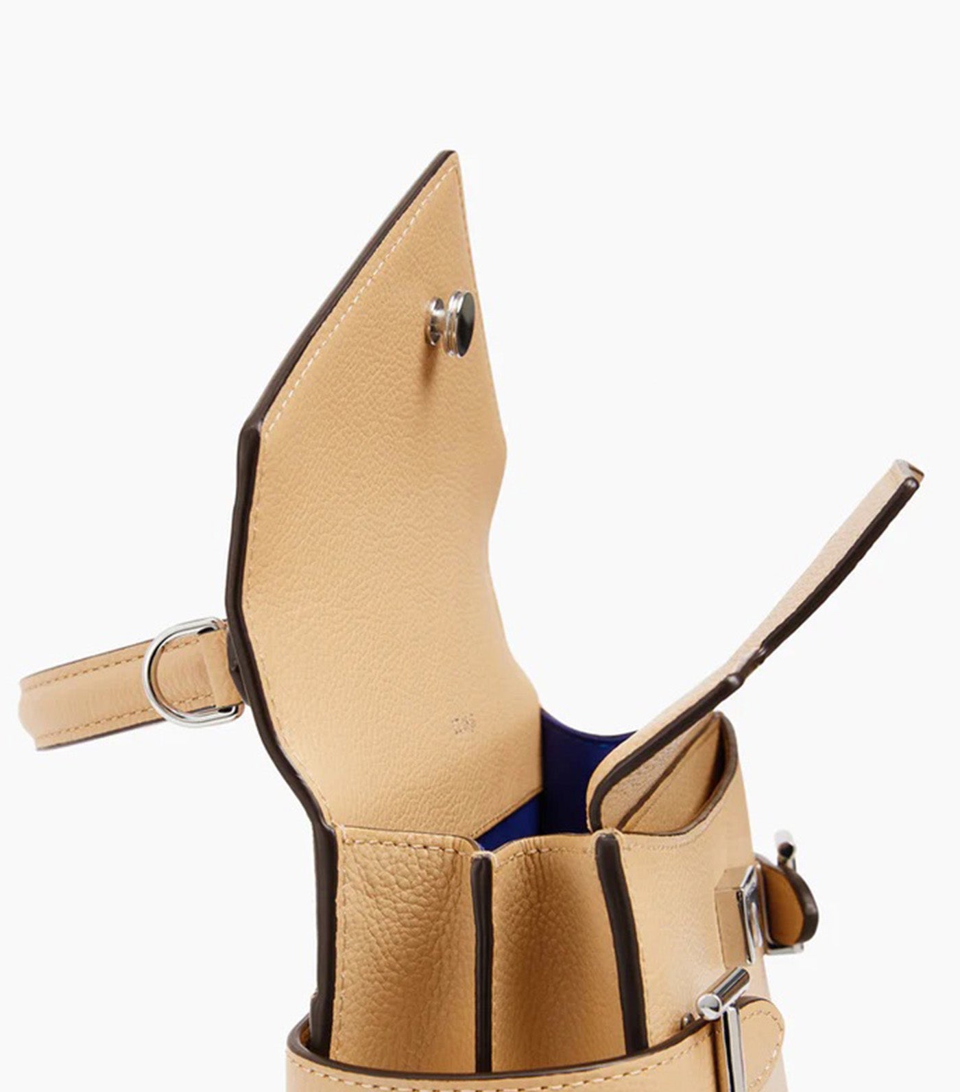 Le Tanneur Emily Small Double Flap Handbag in Grained Leather Desert Beige