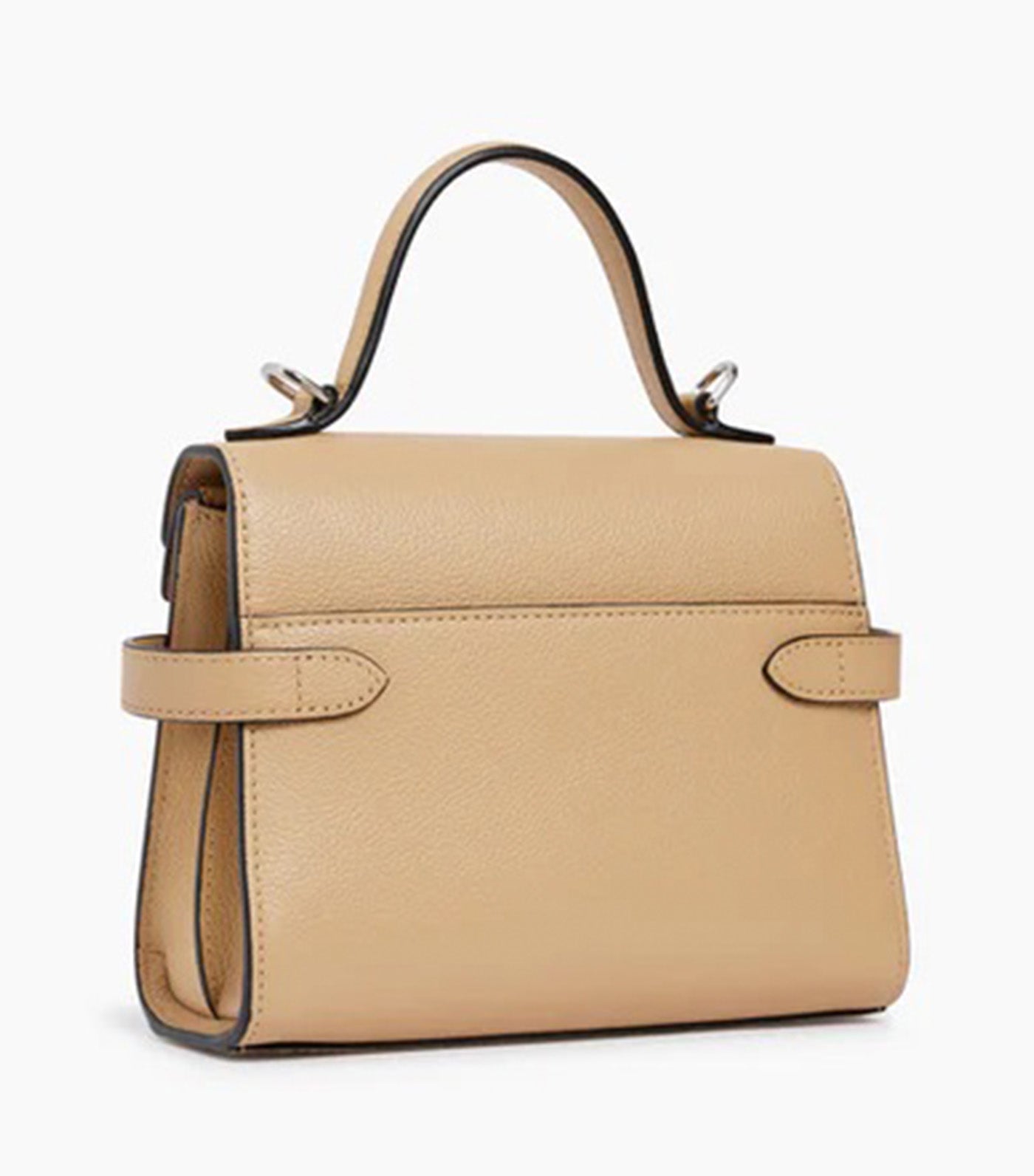Le Tanneur Emily Small Double Flap Handbag in Grained Leather Desert Beige