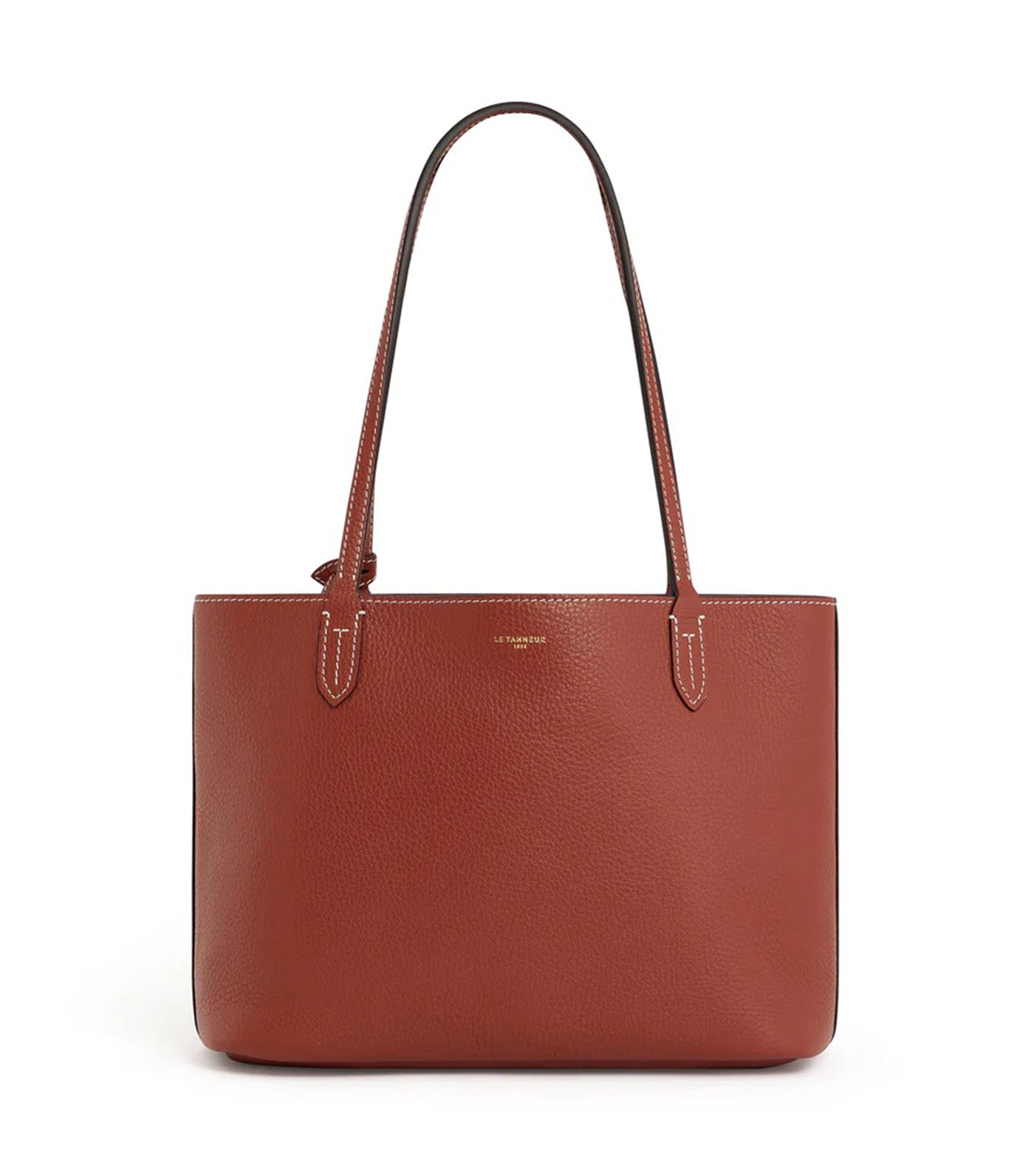 Louise Small Grained Leather Tote Bag Mahogany/Twilight