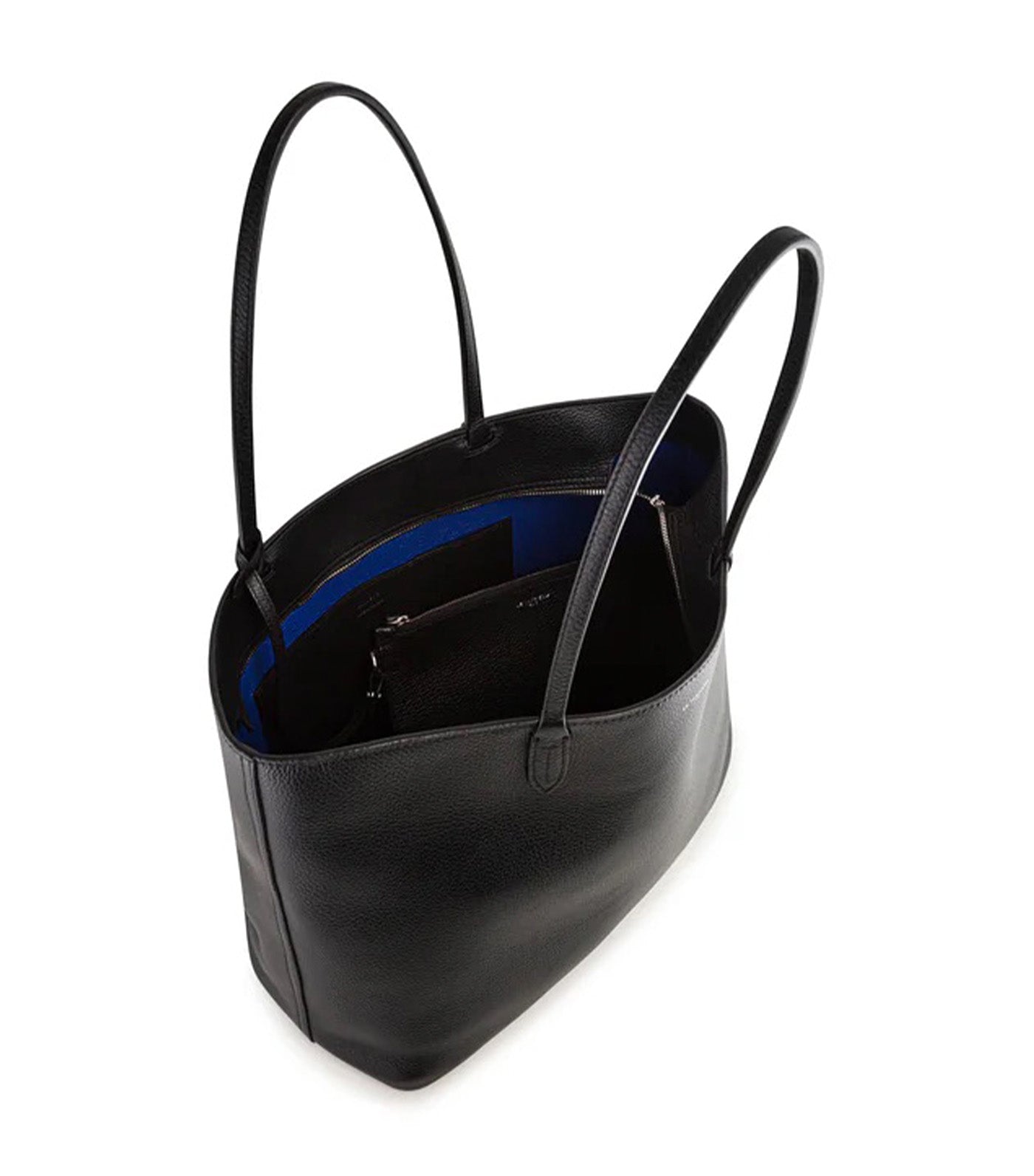 Louise Large Pebbled Leather Tote Bag Black/The Blue