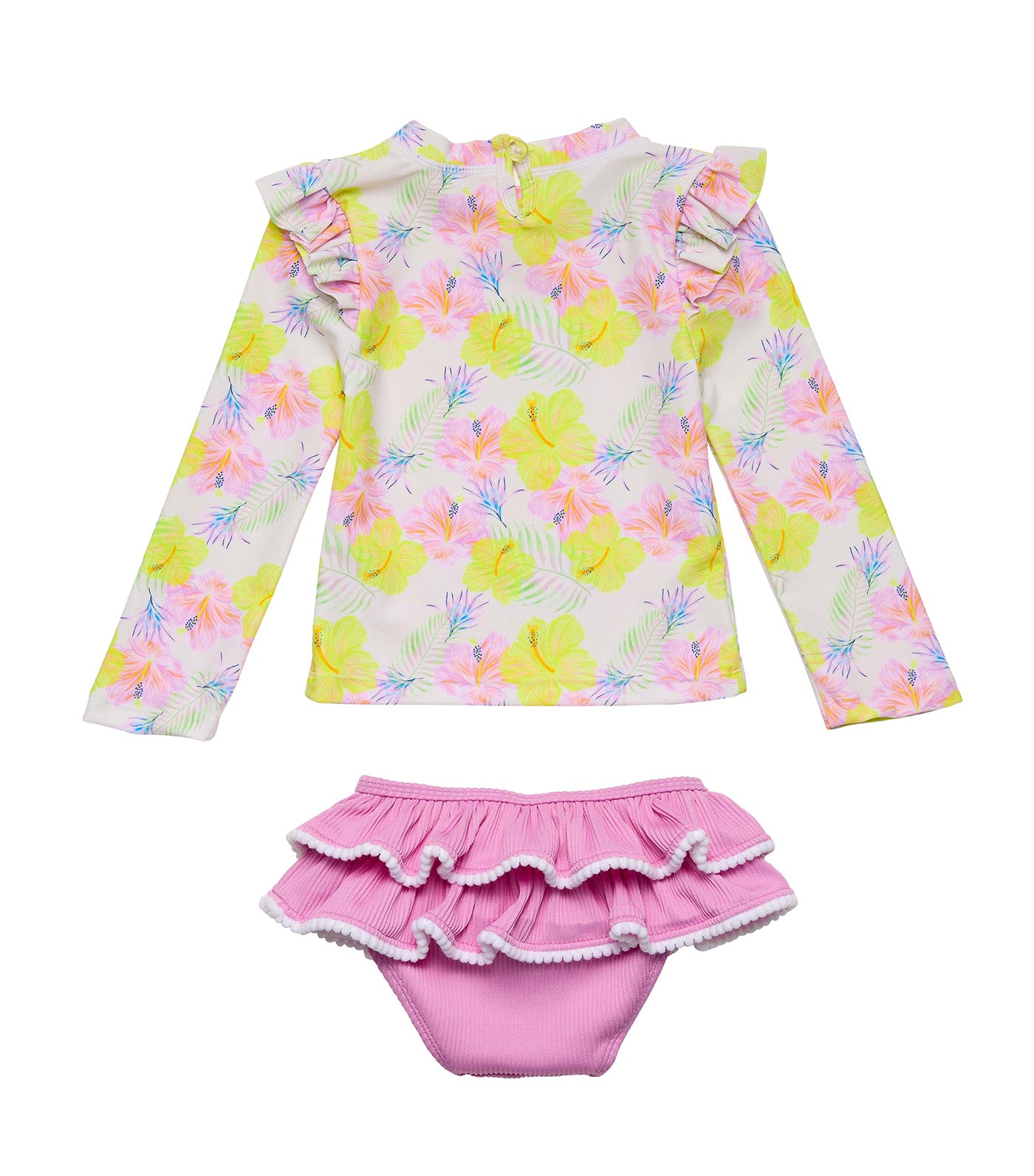 Aloha Vacay Recycled Ruffled Set Yellow/Pink