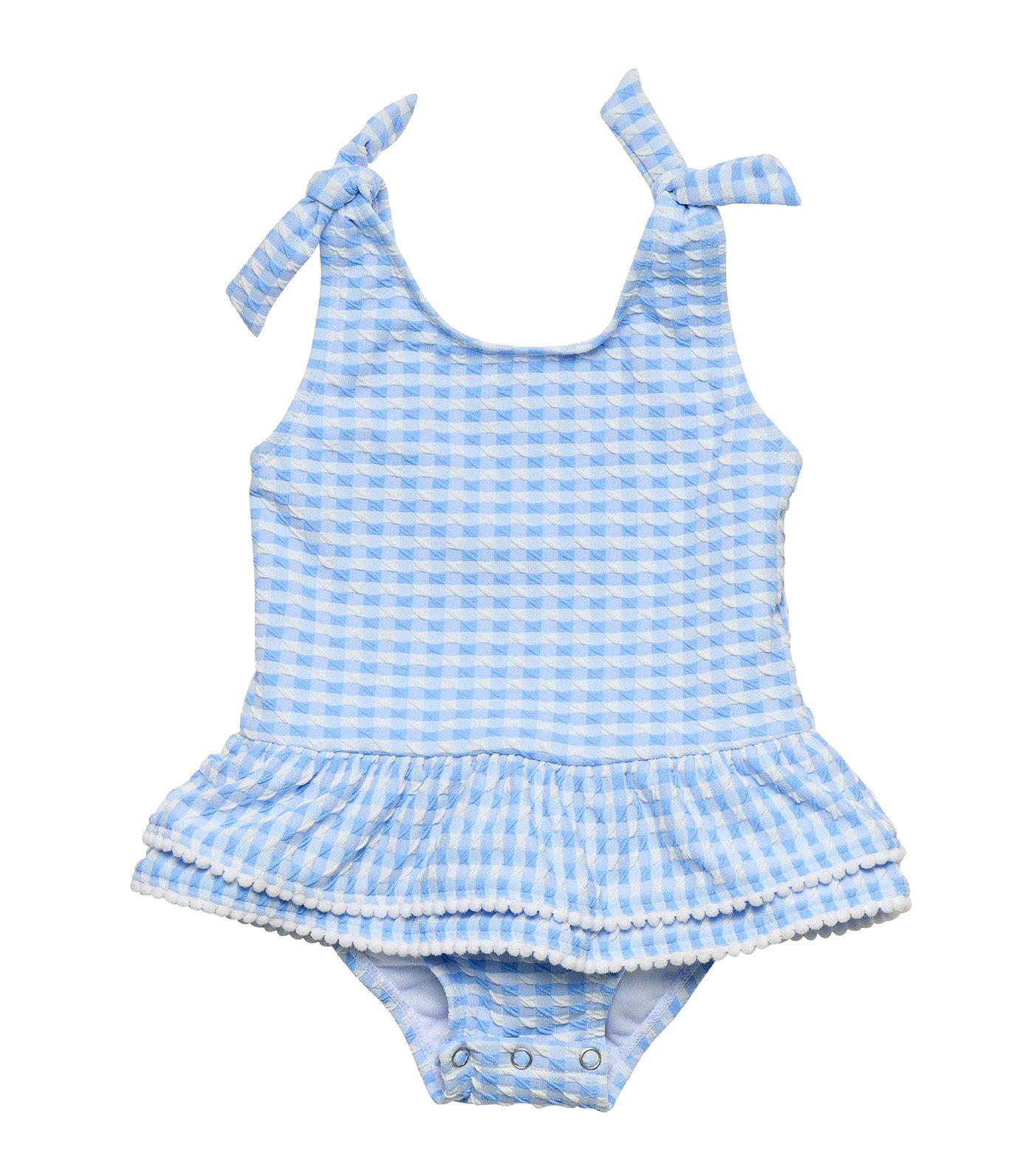 Seaside Gingham Skirt Swimsuit Blue