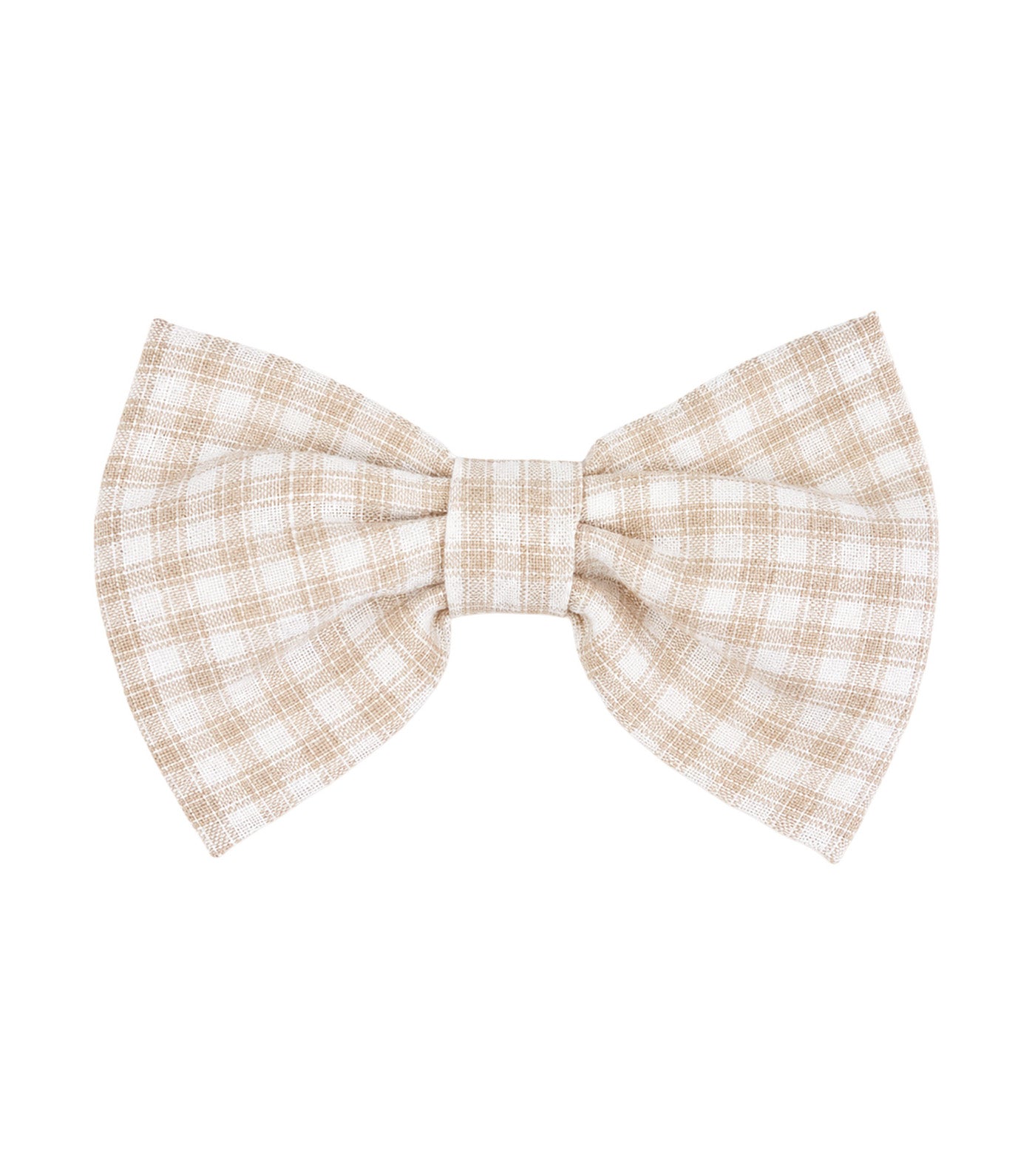 Sonya Girls Checkered Smocked Dress with Bow Clip Beige