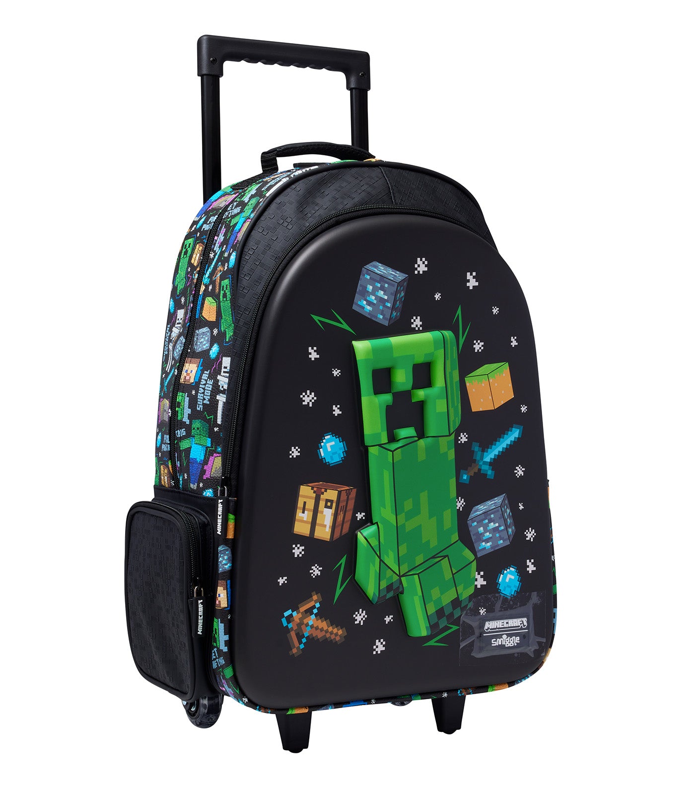 Minecraft Trolley Backpack with Light Up Wheels