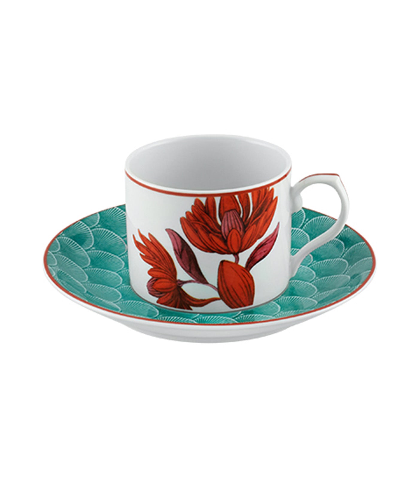 Lotus Collection Tea Cup and Saucer Set of 4