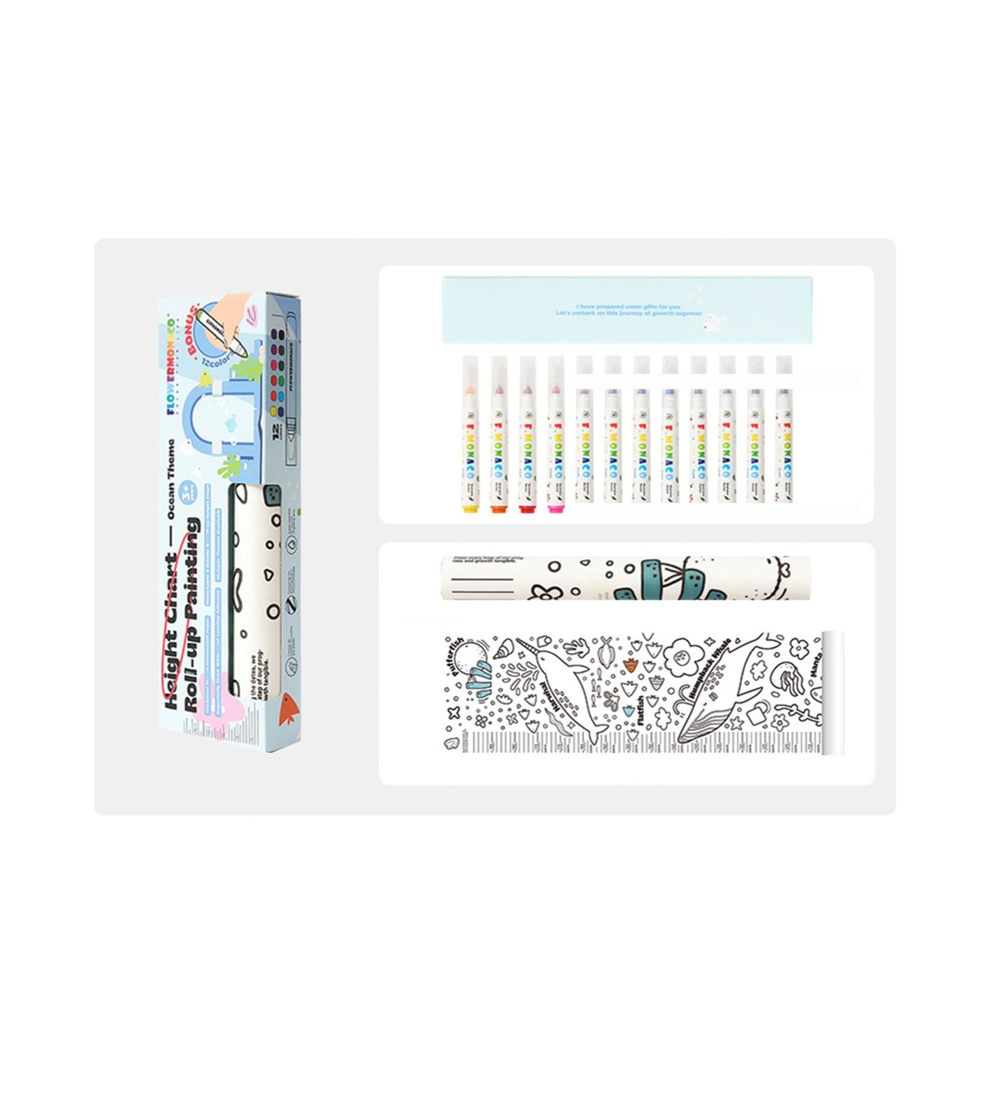 Height Chart Roll Up Painting - Ocean