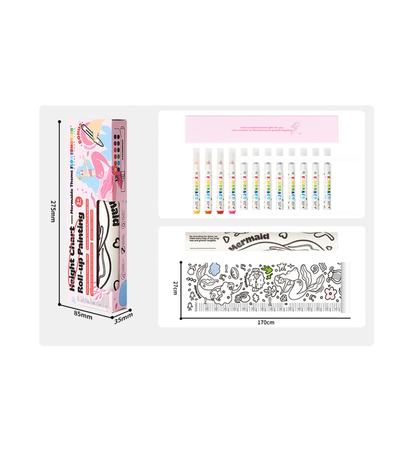 Height Chart Roll Up Painting - Mermaids