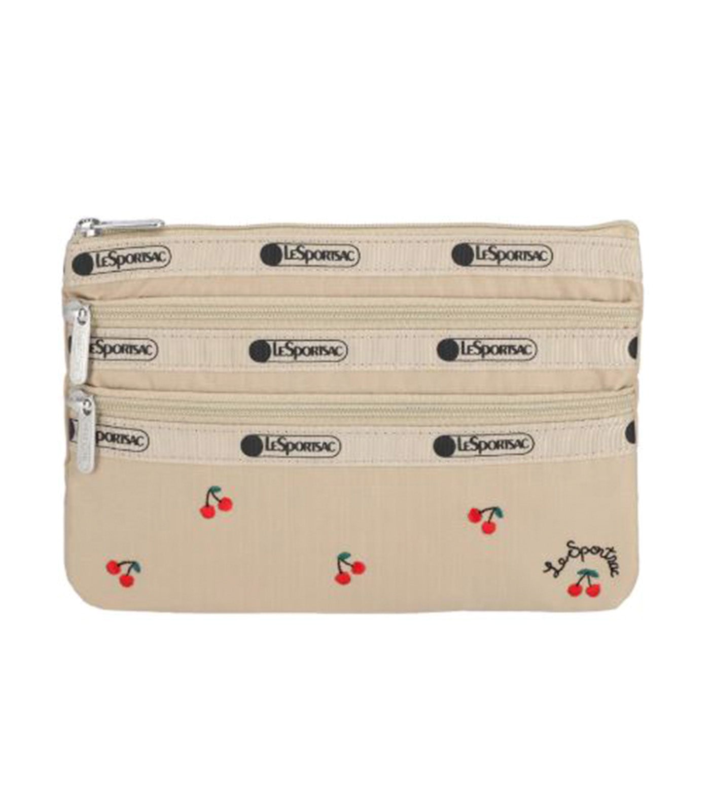 3-Zip Cosmetic Cherry Embroidery