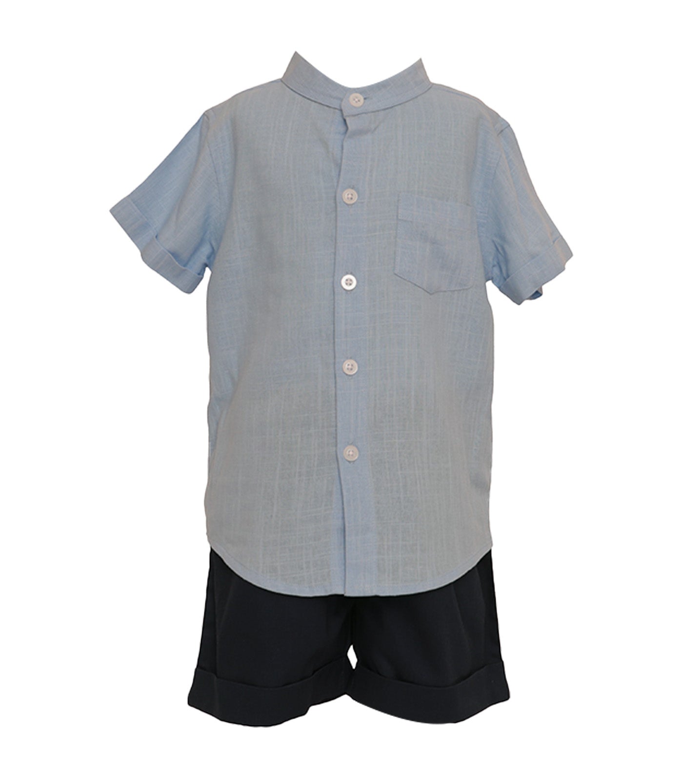 Ian Short Sleeve Chino Collar Set Blue