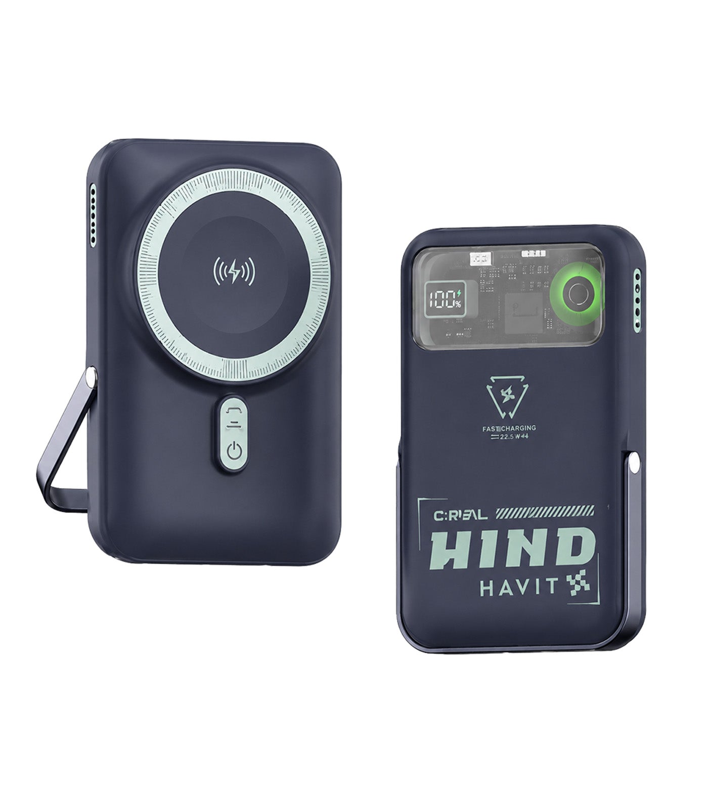 10,000mAh Power Bank with Cooling Fan & Holder Black/Green