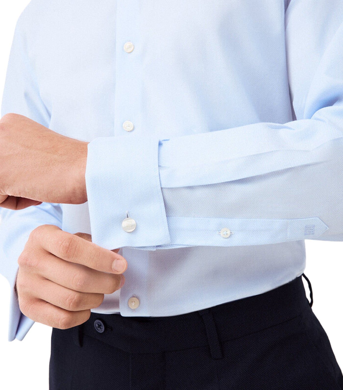 Plain Dress Shirt Non Iron + Stain Resistant Cuff Light Blue