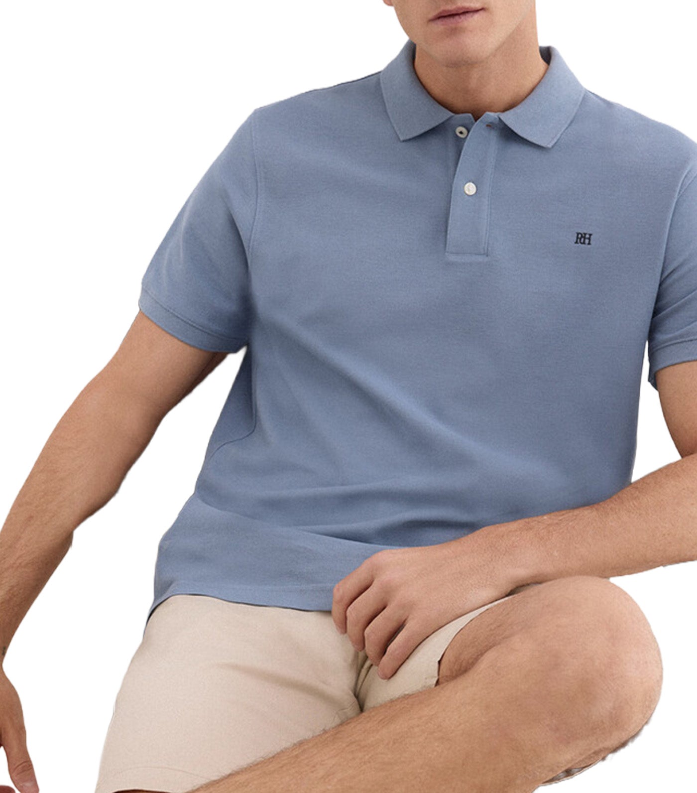 Basic Piqué Polo Shirt Light Blue