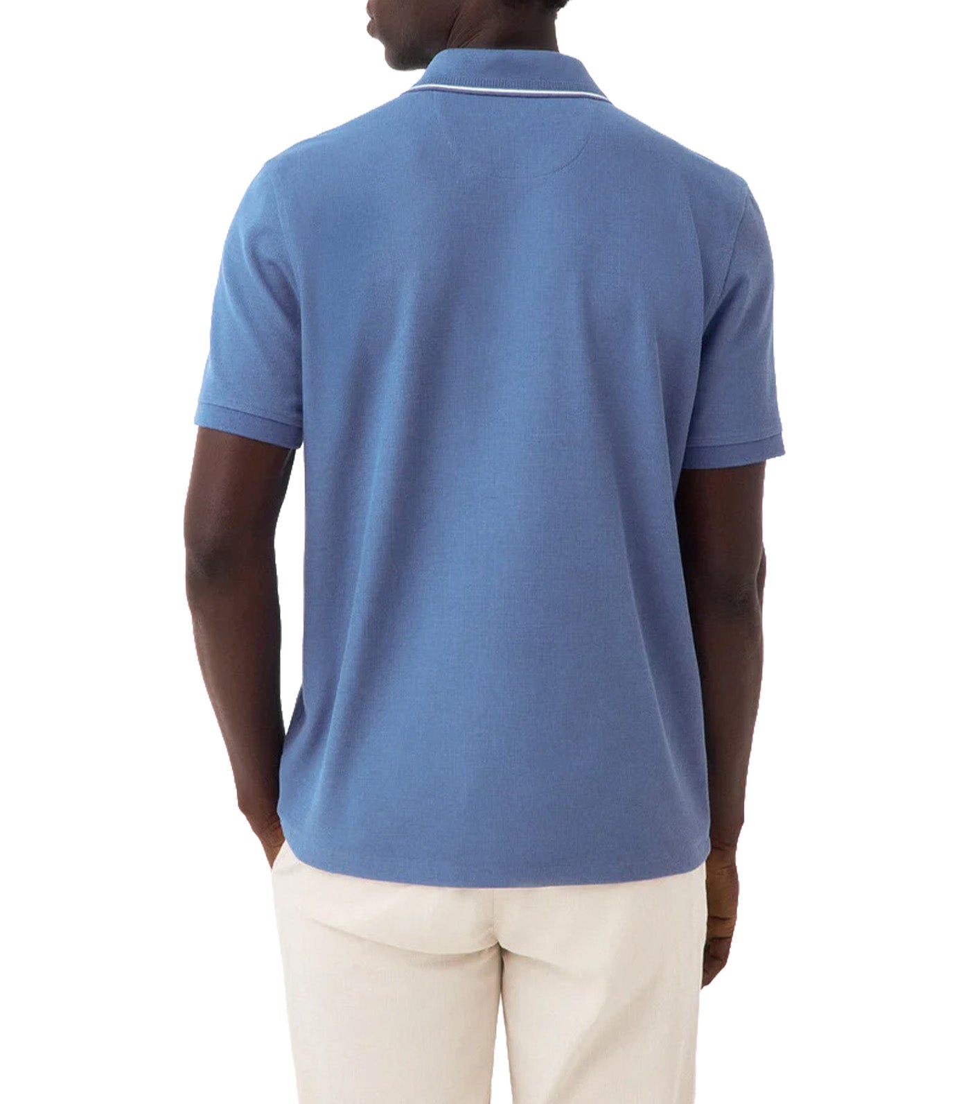 Open Neck Structure Polo Shirt Blue