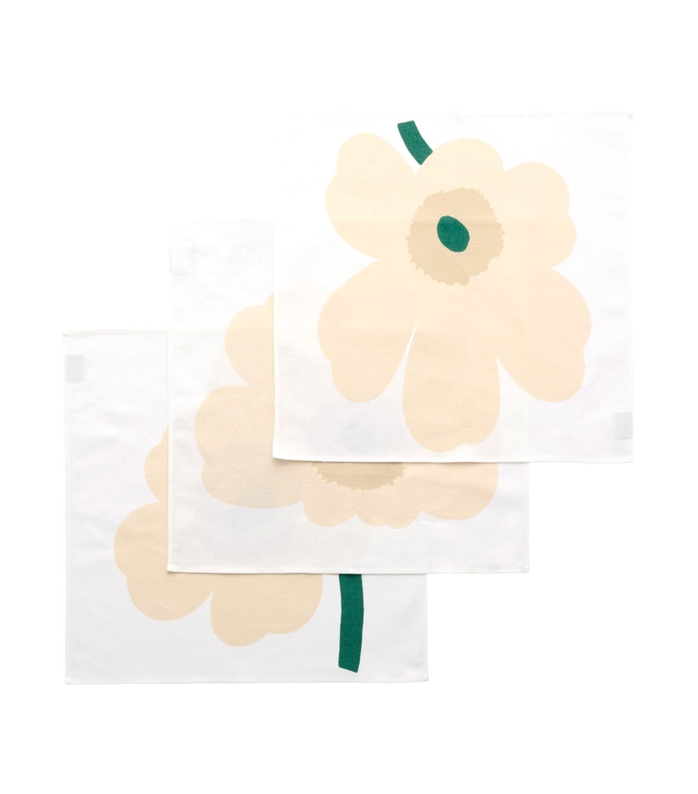 Unikko Fabric Napkin 3 pcs. White/Hay/Sand/Emerald