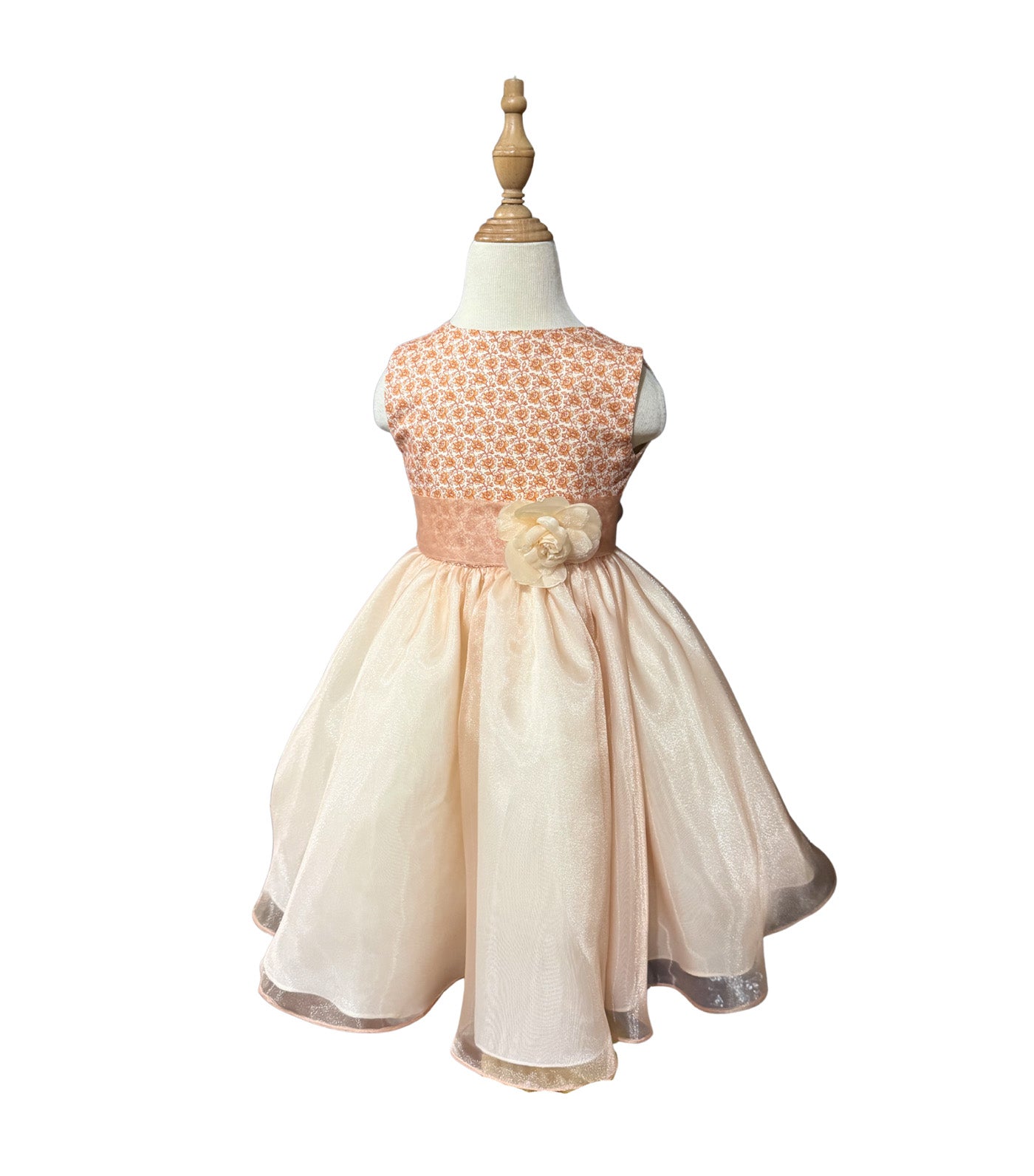 Amanda Floral Dress with Organza Skirt Peach