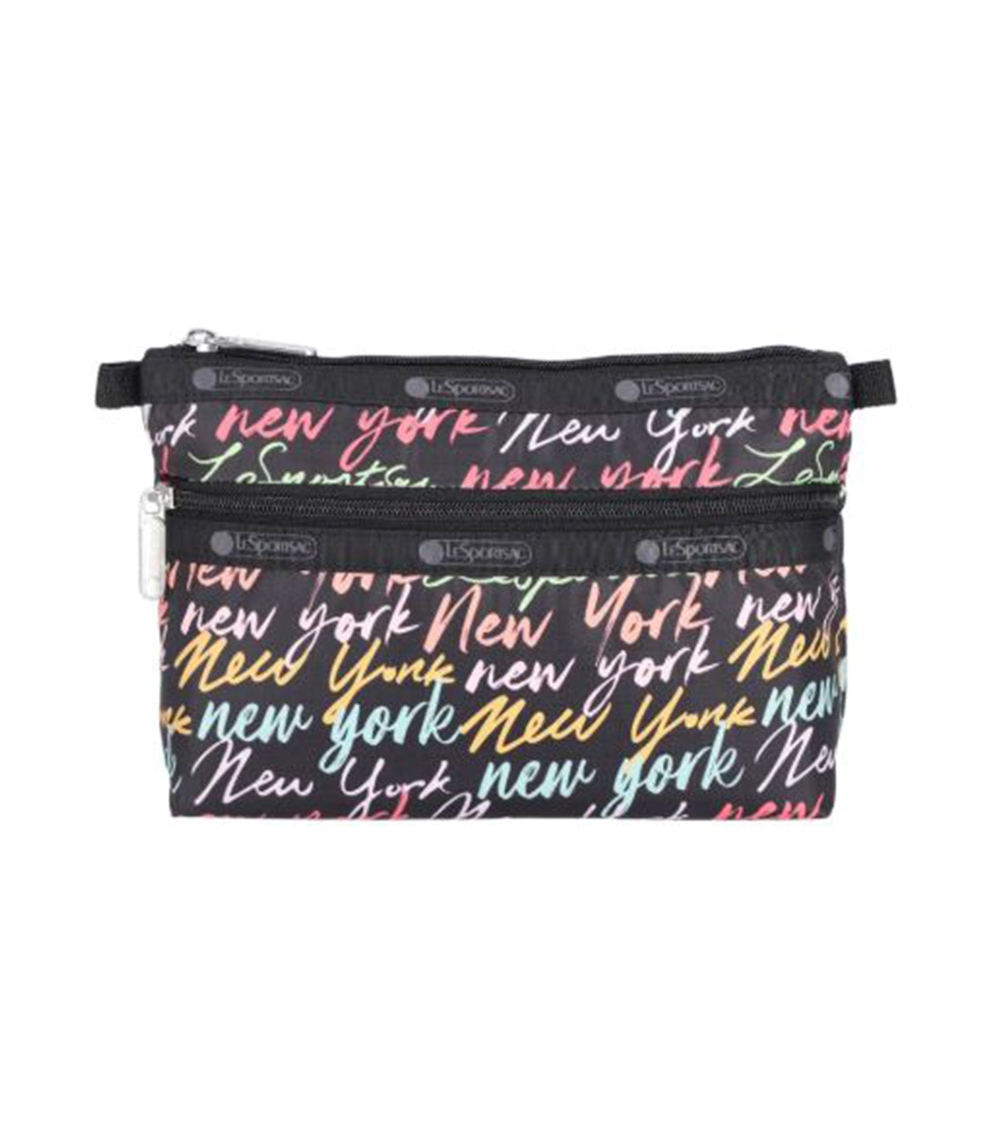 Cosmetic Clutch NYC Script Black