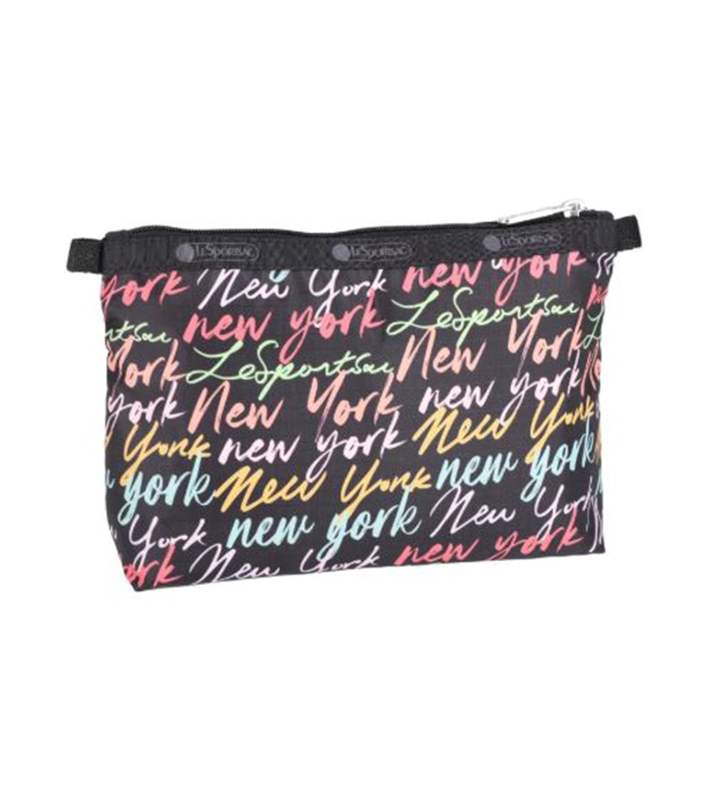 Cosmetic Clutch NYC Script Black