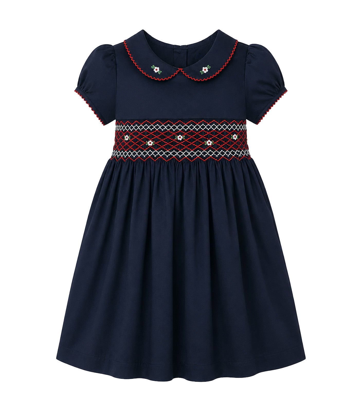 Tracey Girls Smocked Dress Navy
