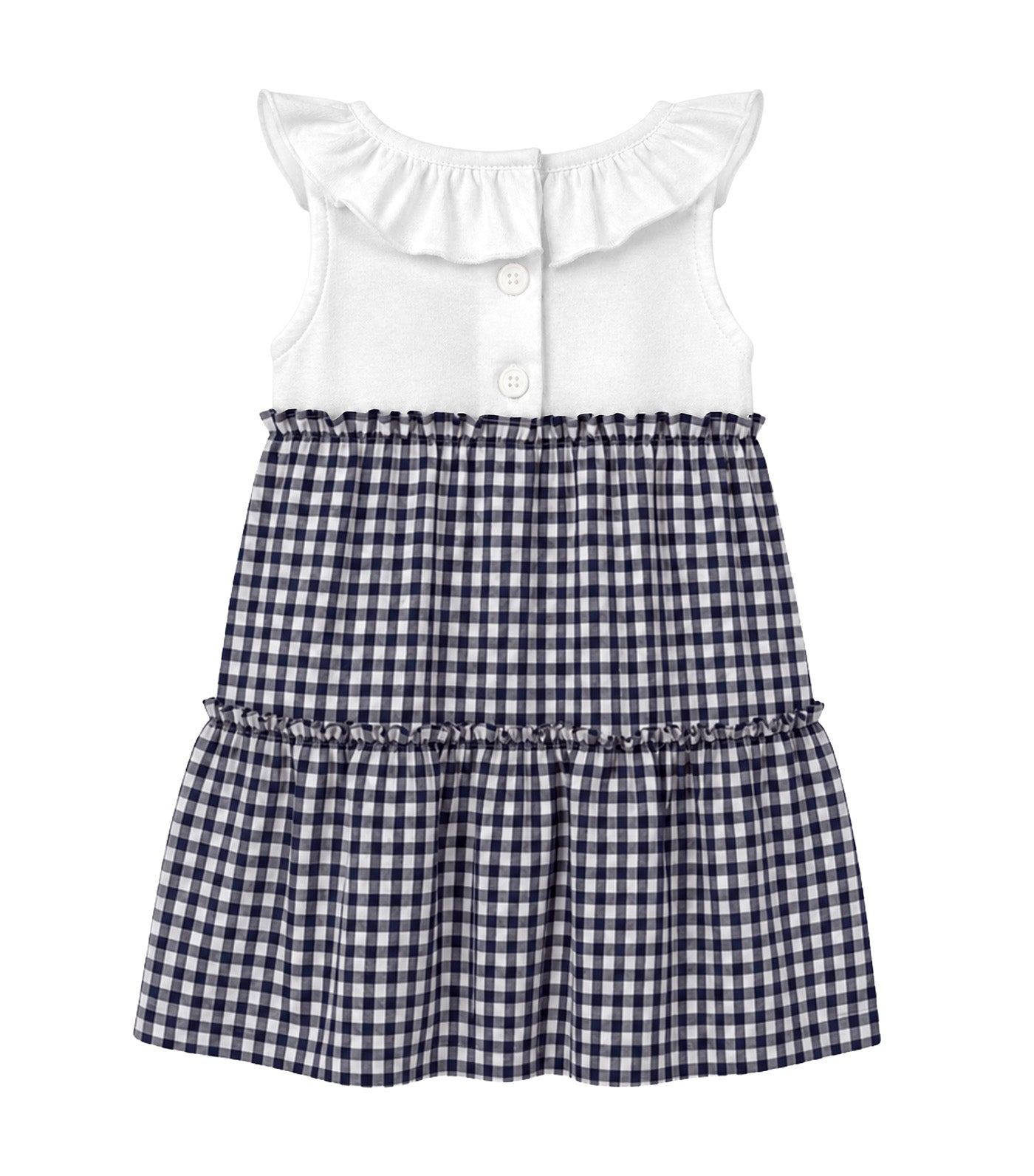 Mench Baby Girls Checkered Tiered Dress Navy