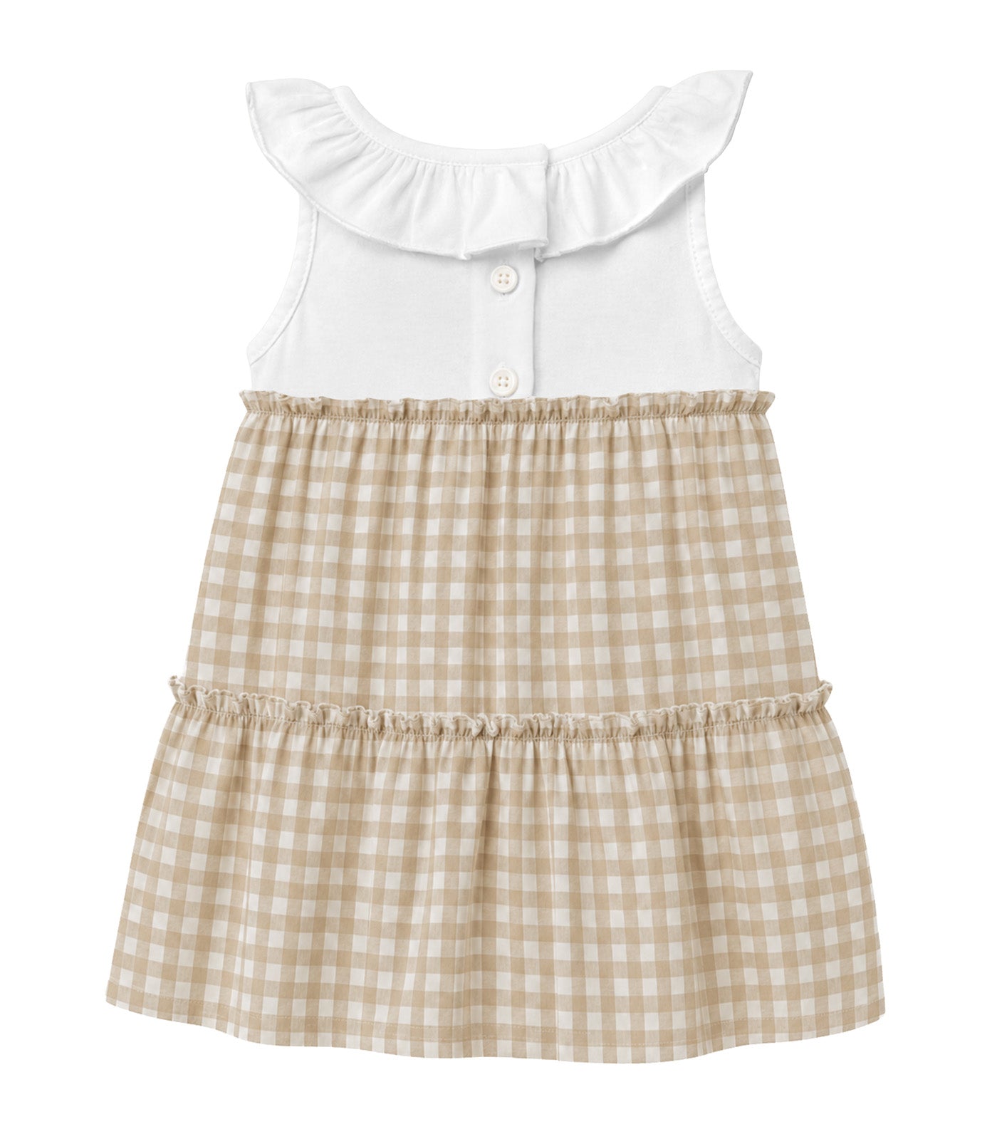 Mench Baby Girls Checkered Tiered Dress Beige