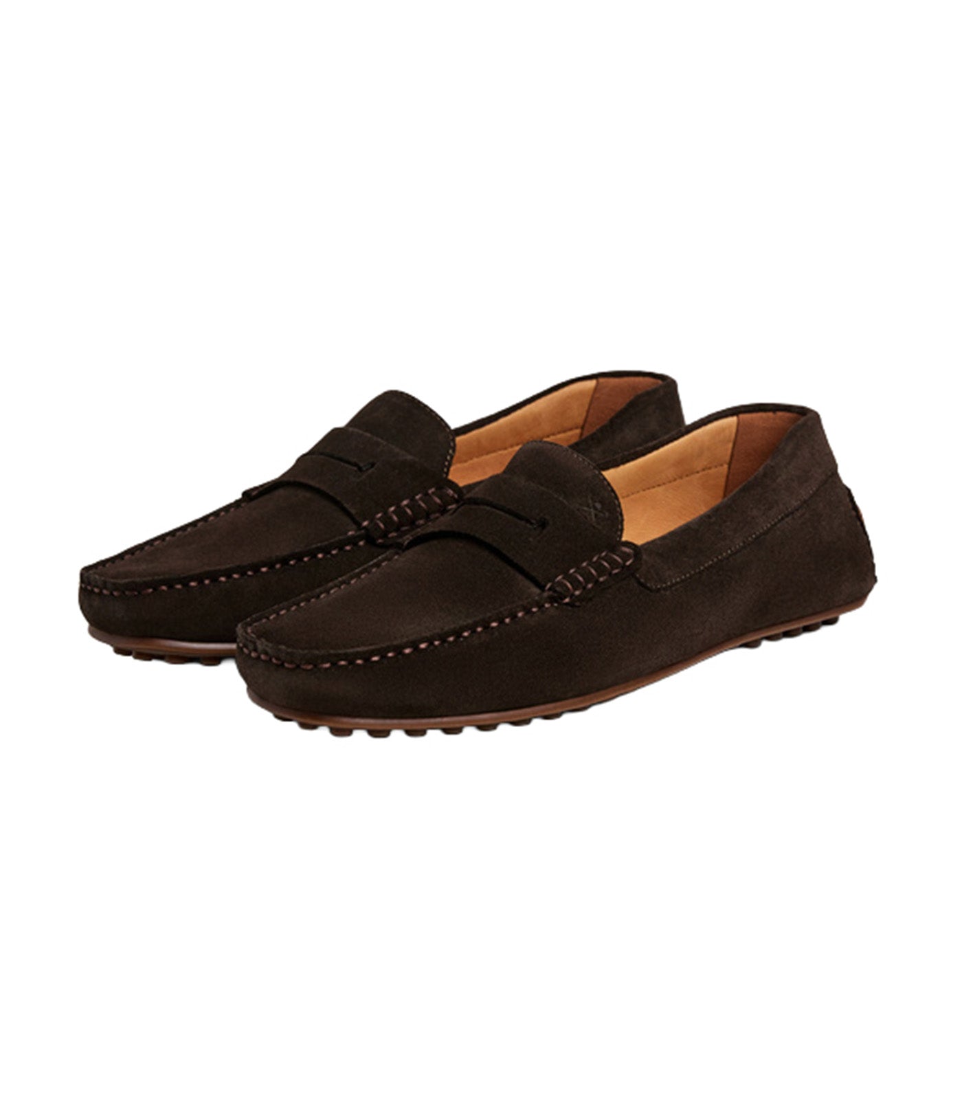 Suede Driver Saddle Shoe Ebony Brown