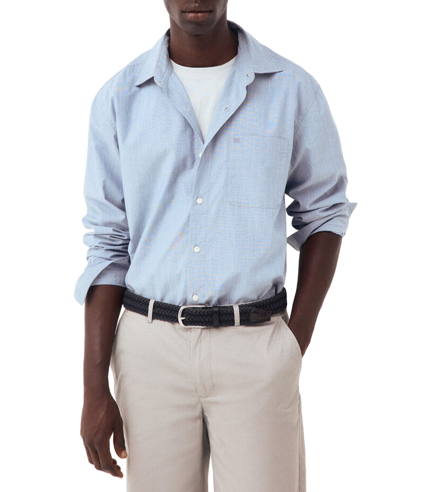 Relax Fit Poplin Striped Shirt Light Blue