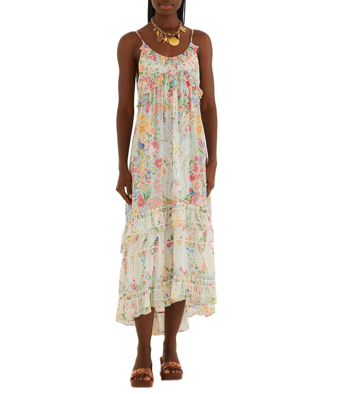 Garden Terrace One-Shoulder Maxi Dress Pink Multi
