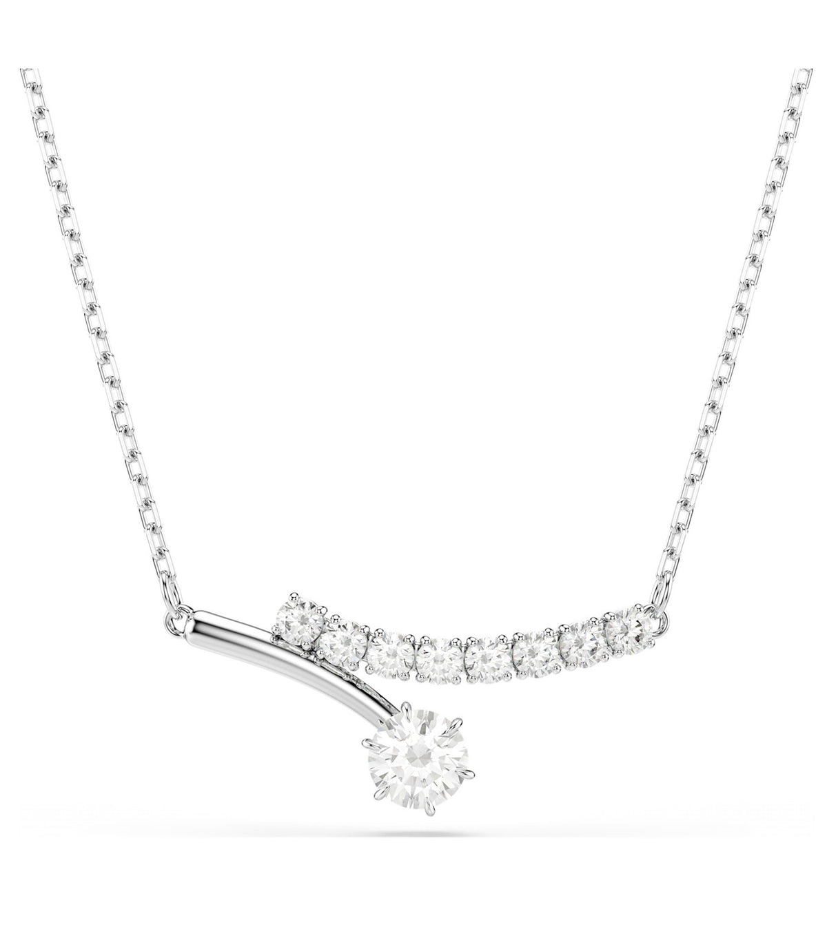 Matrix Necklace Round Cut Rhodium Plated White