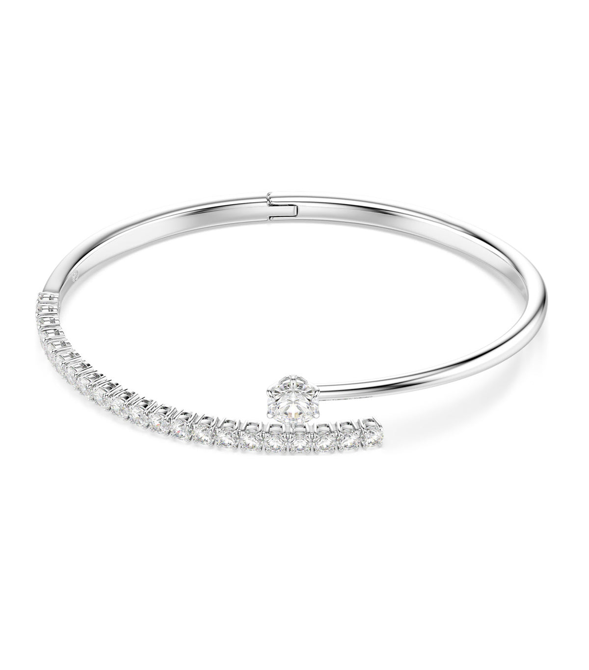 Matrix Bangle Round Cut Rhodium Plated White