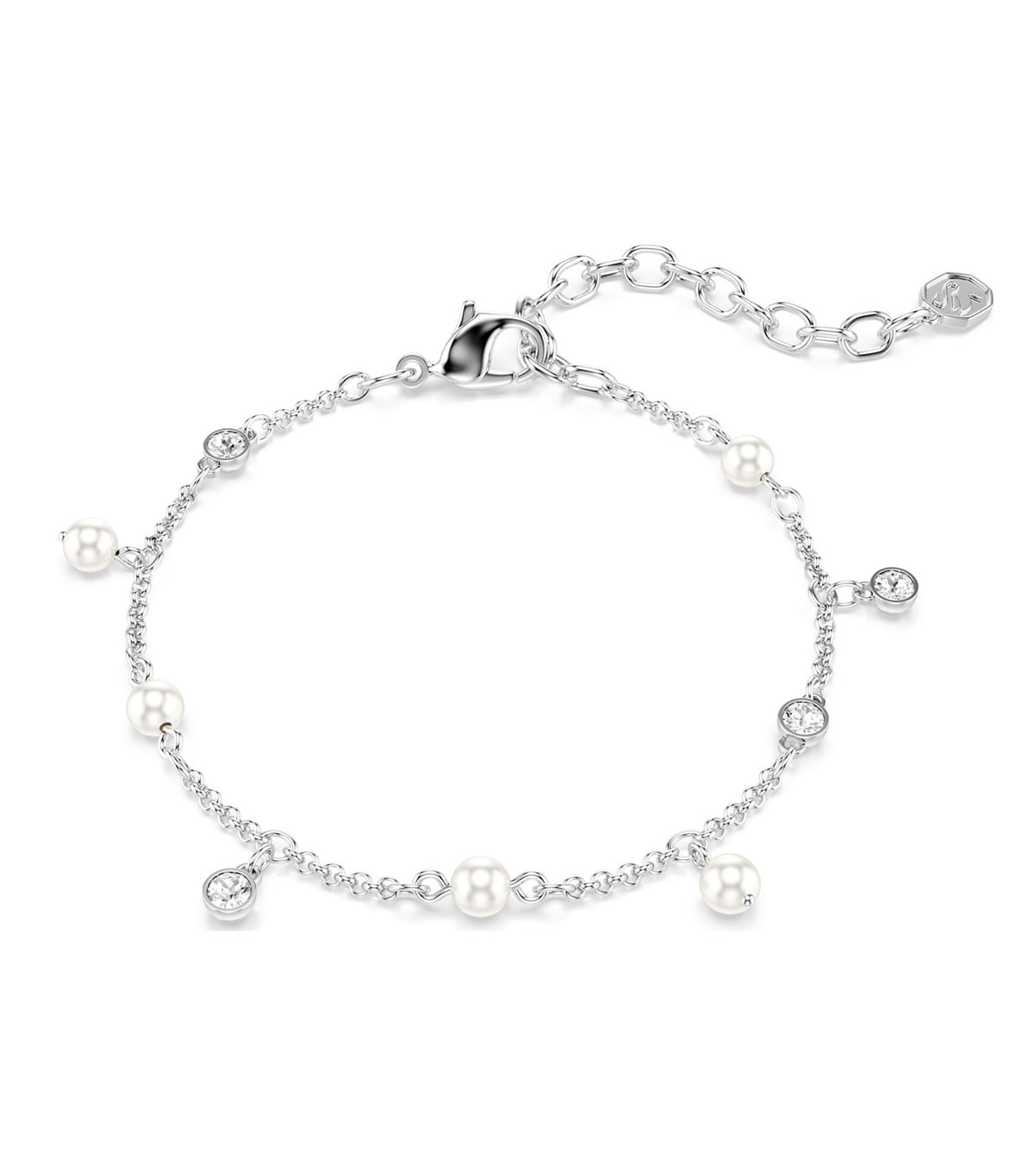 Imber Bracelet Crystal Pearl Round Cut Rhodium Plated White