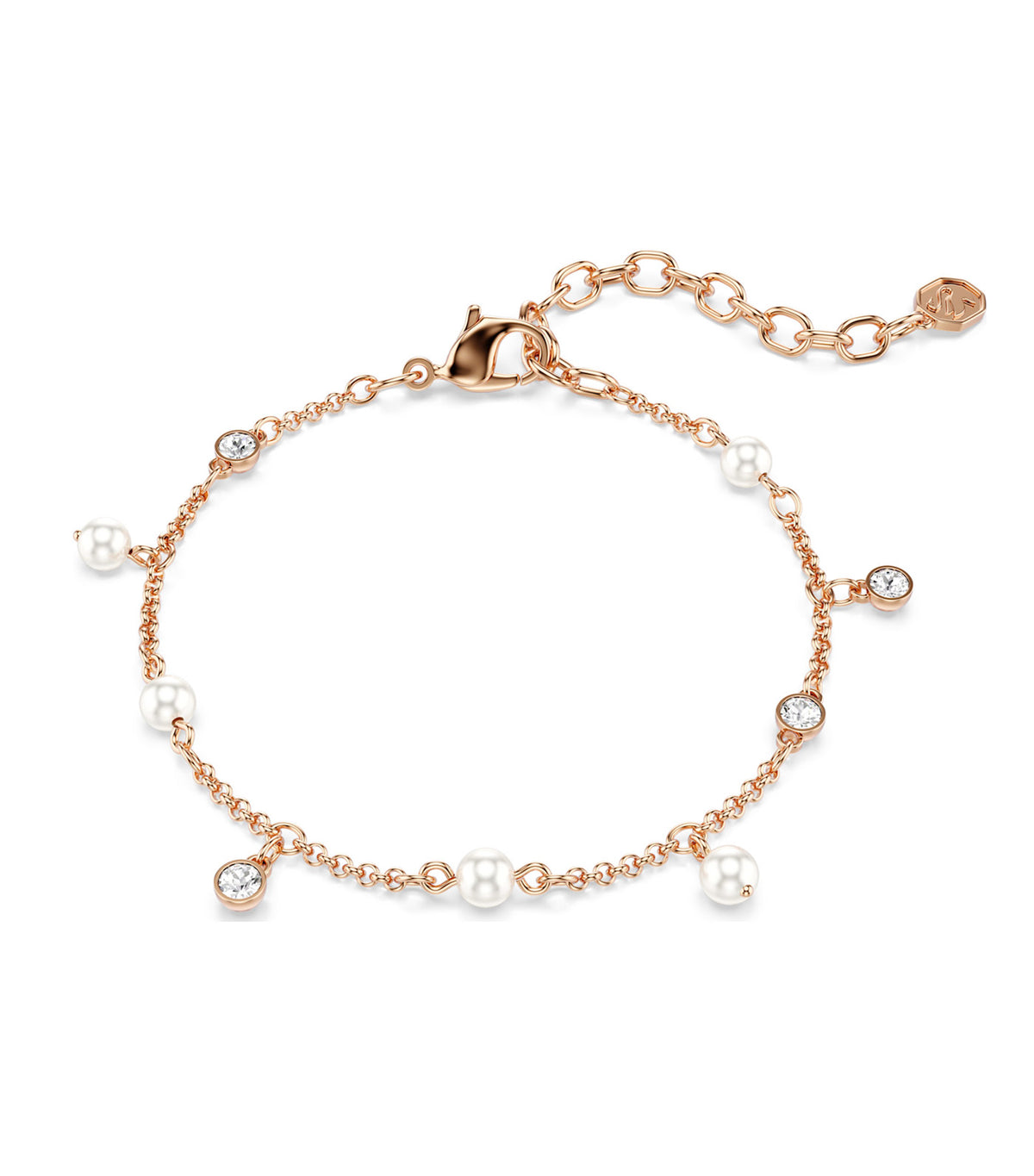 Imber Bracelet Crystal Pearl Round Cut 18K Rose Gold Finish White