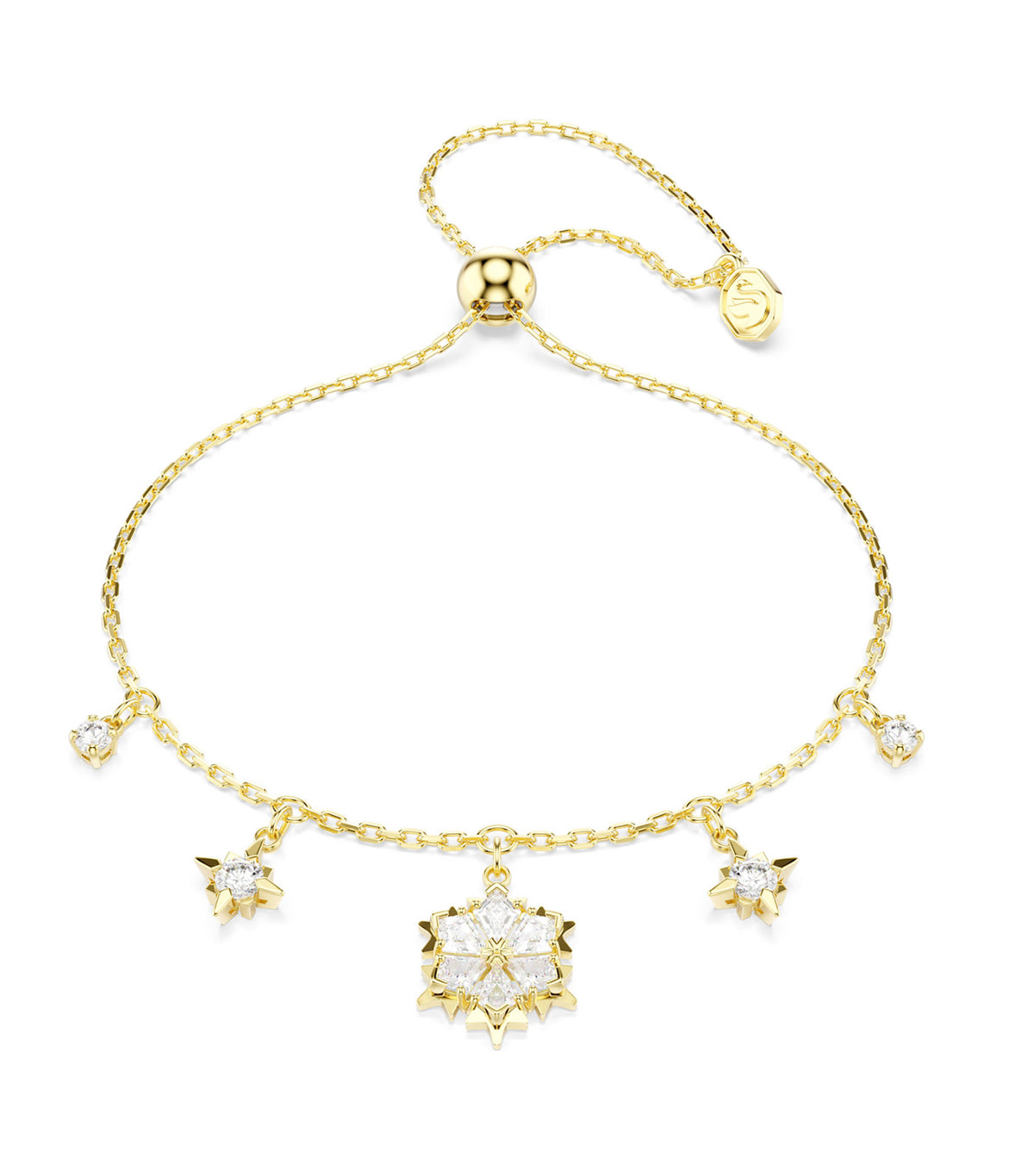 Magic Bracelet Mixed Cuts Snowflake 18K Gold Finish White