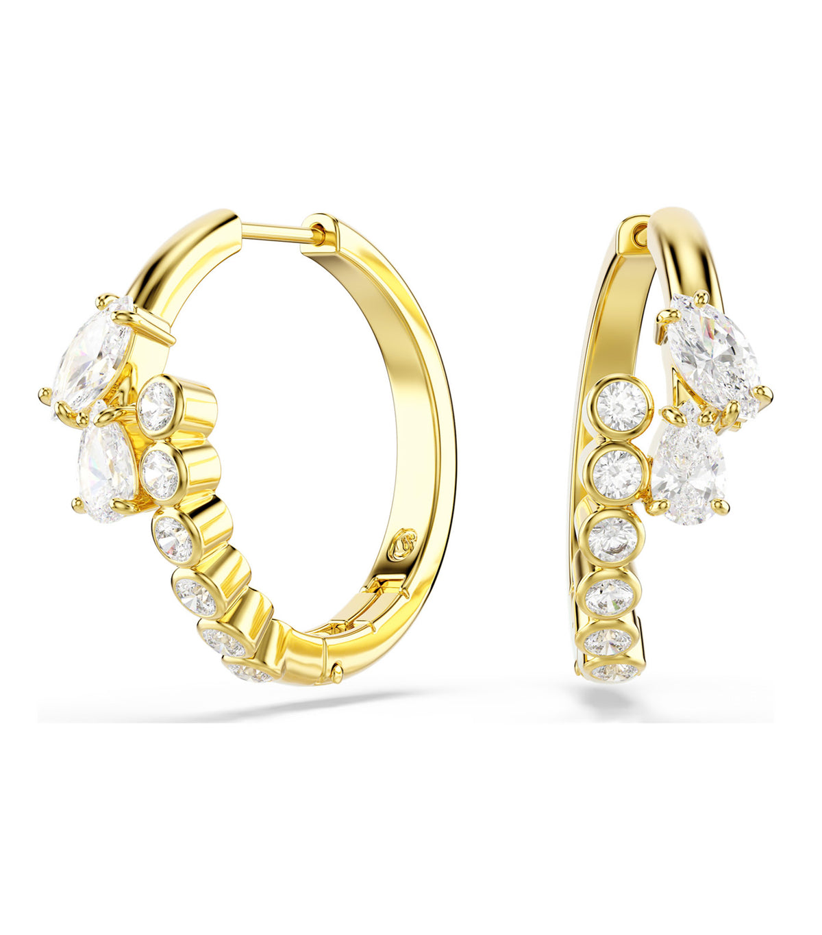 Mesmera Hoop Earrings Mixed Cuts 18K Gold Finish White