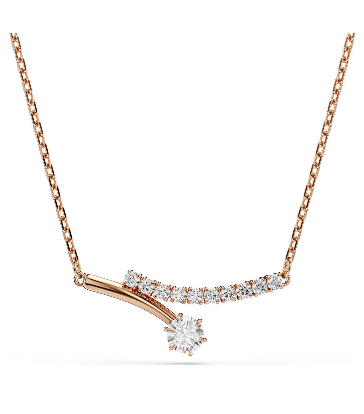 Matrix Necklace Round Cut 18K Rose Gold Finish White