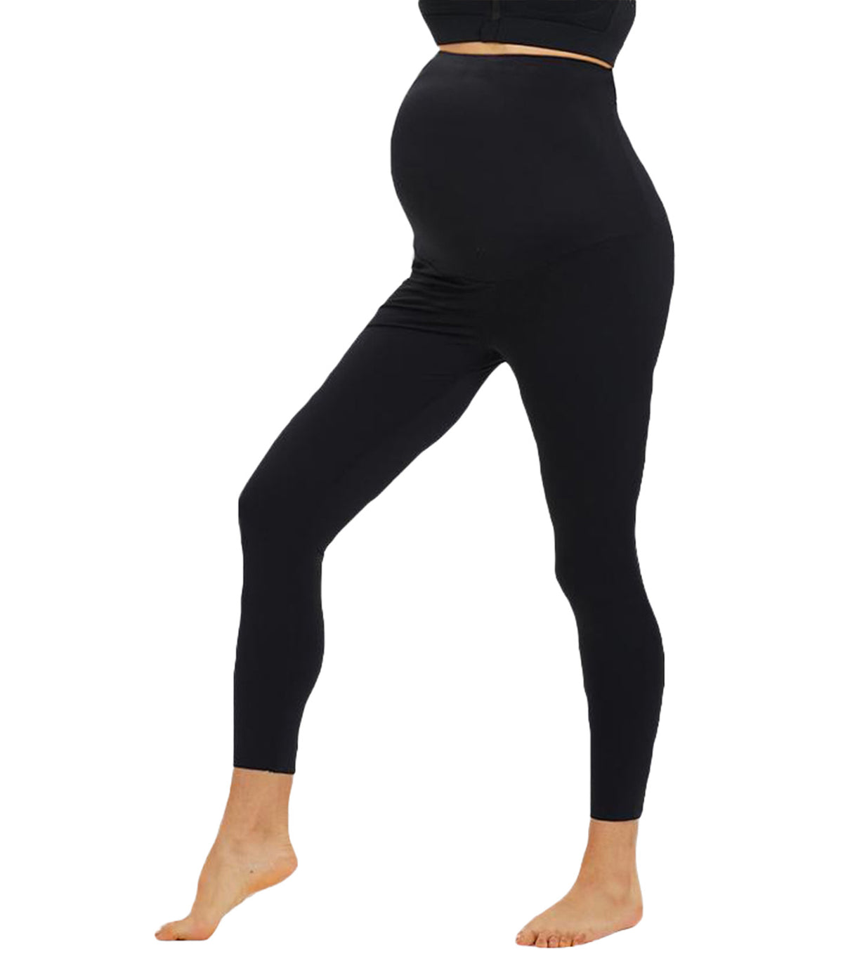 Active Belly Cover Maternity Long Leggings Black