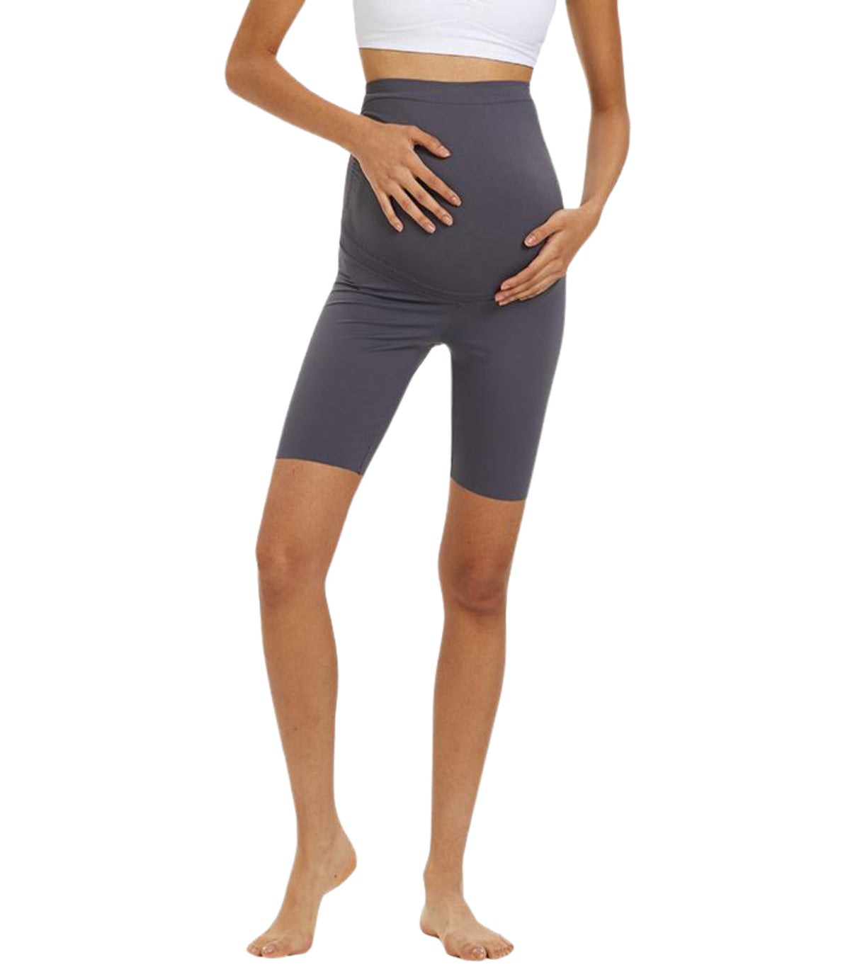 Essential Belly Cover Maternity Short Leggings Gray